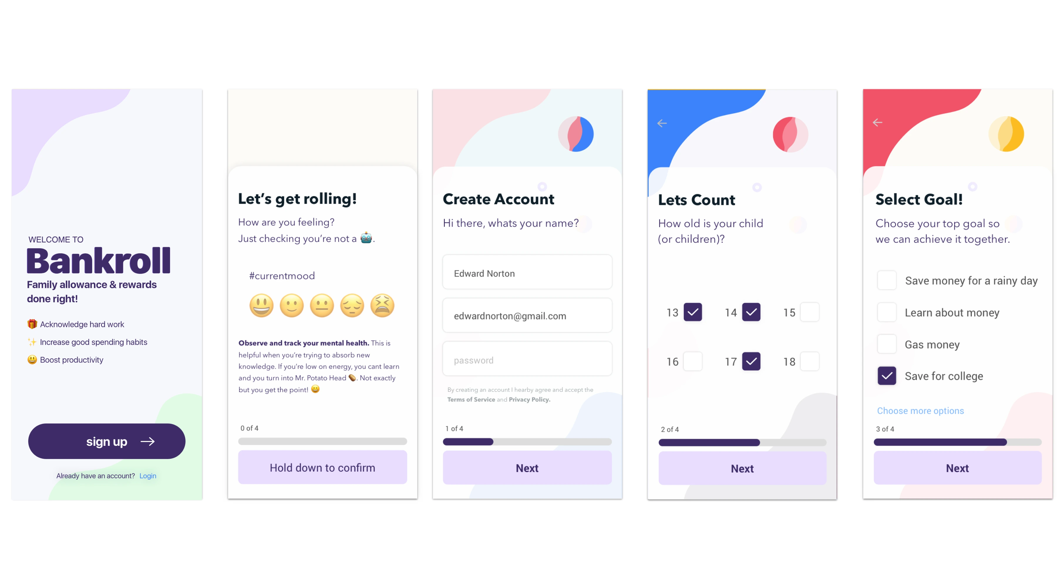Onboarding screens