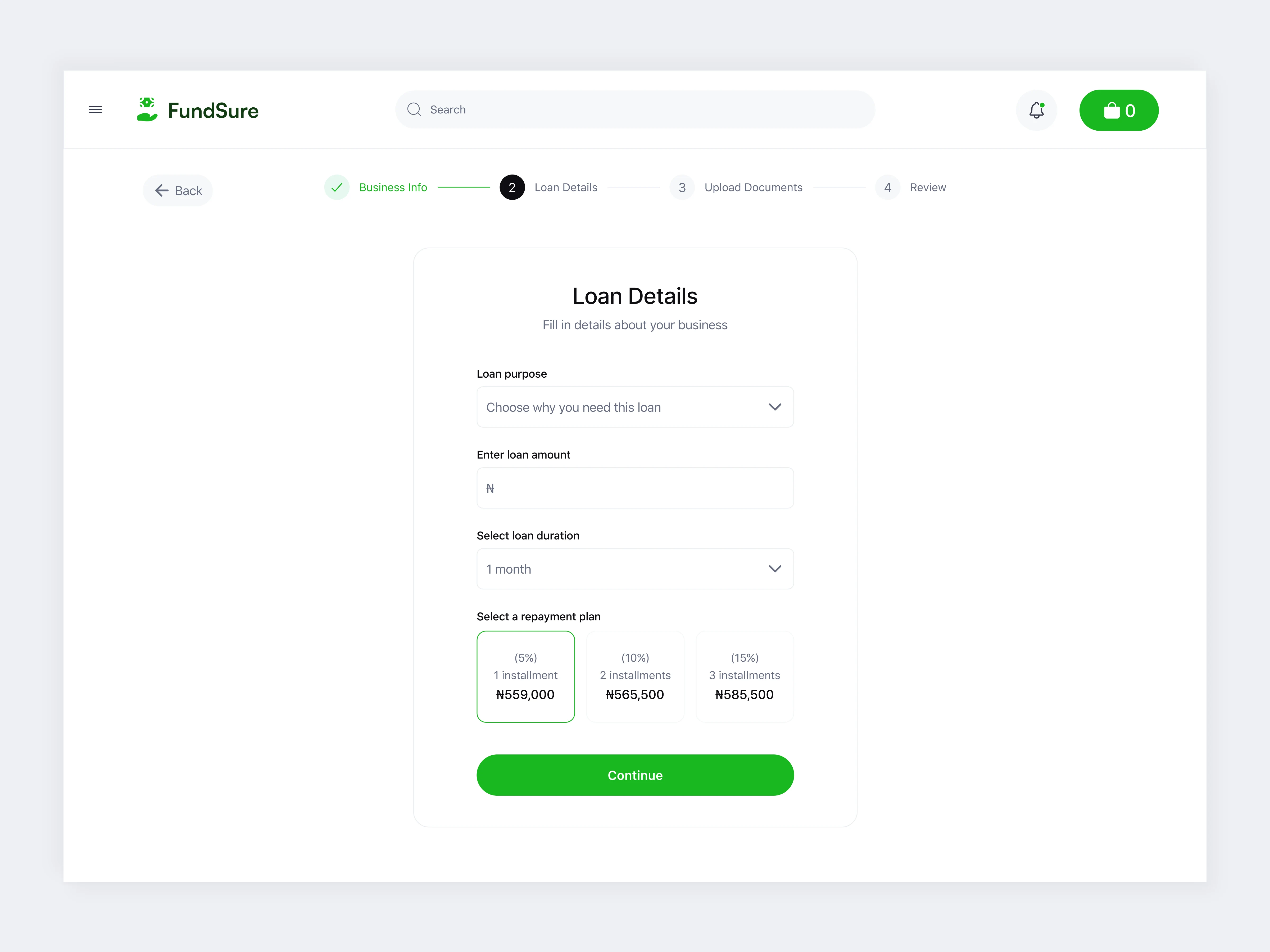 Step 2 - Fill in loan details