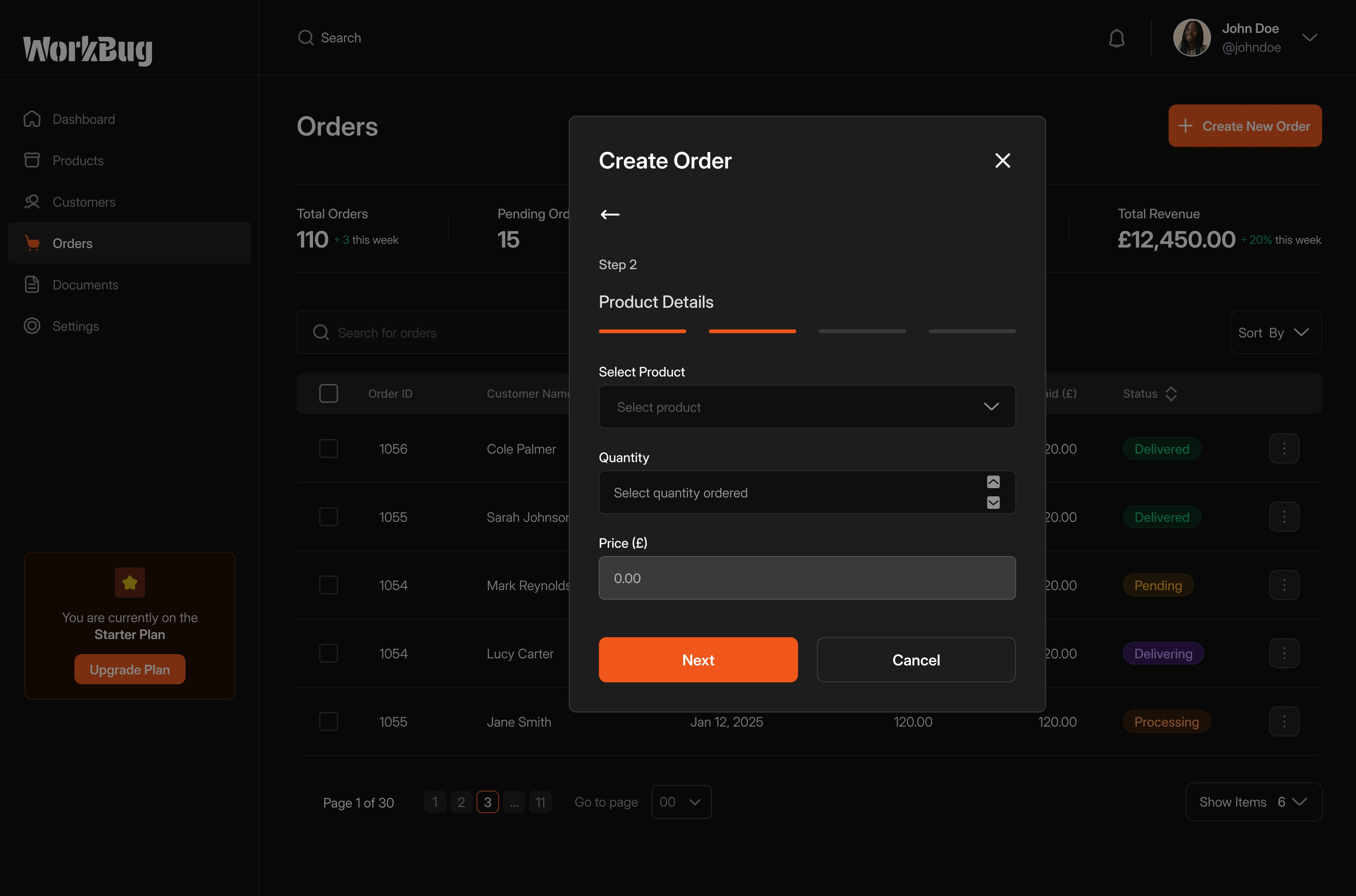Create order - step 2