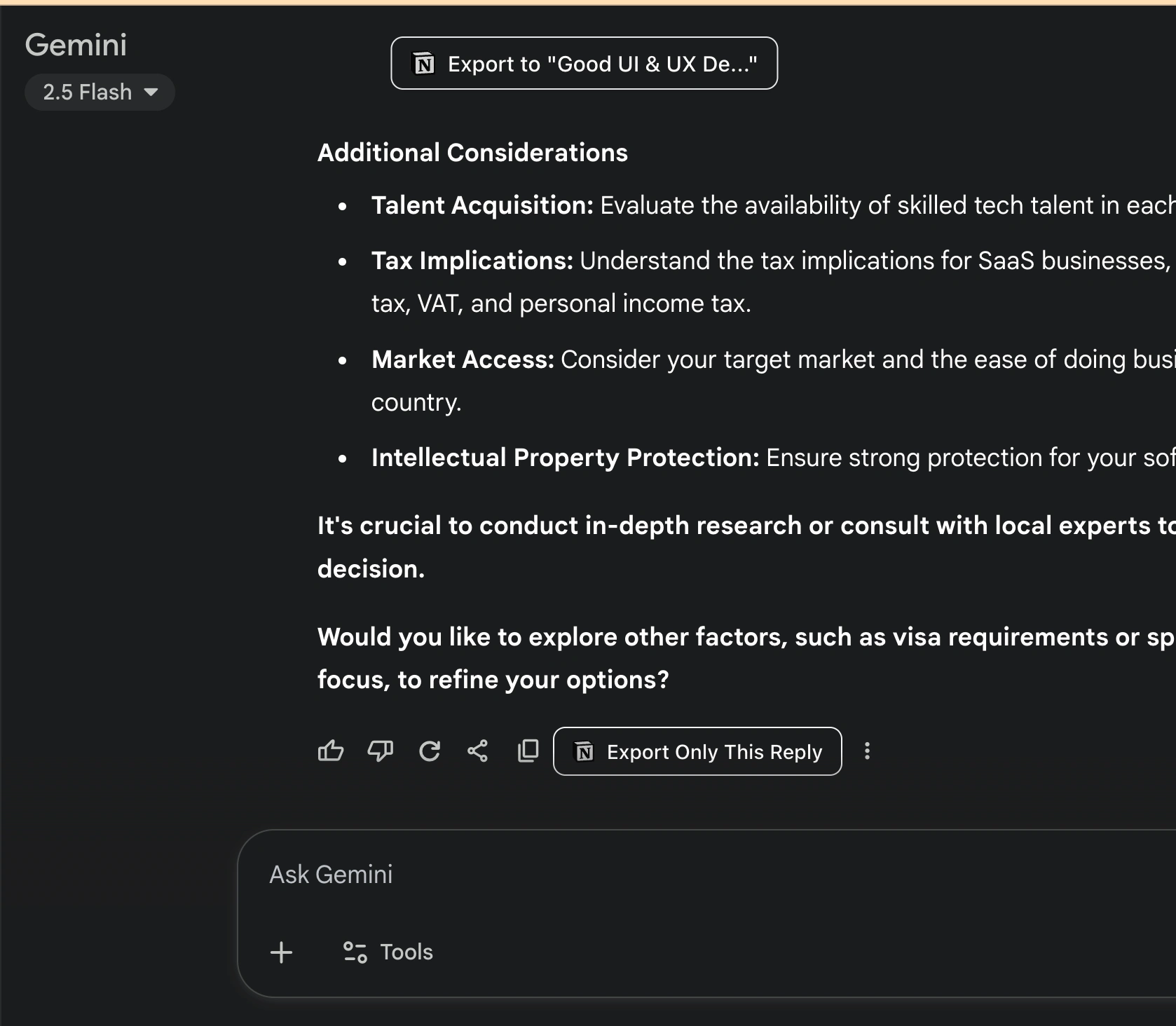 How the Export Buttons Look Like in Gemini