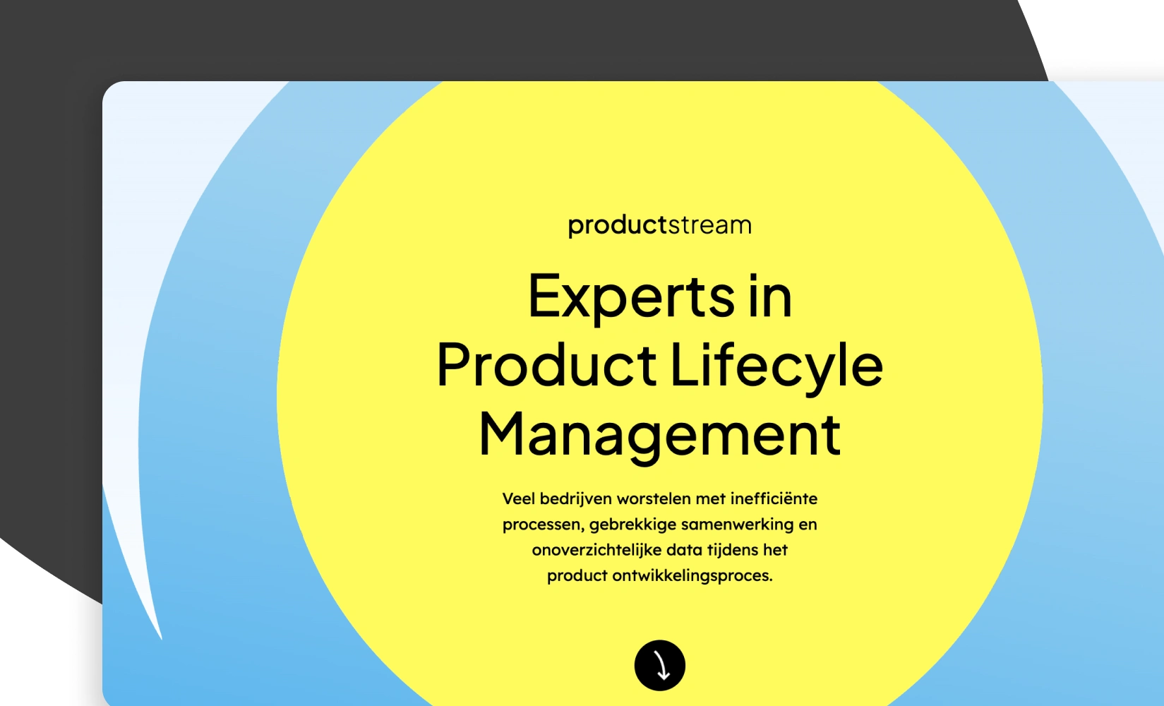 Framing the problem and the solution: the interactive hero section communicates Productstream’s value proposition with clarity and purpose.