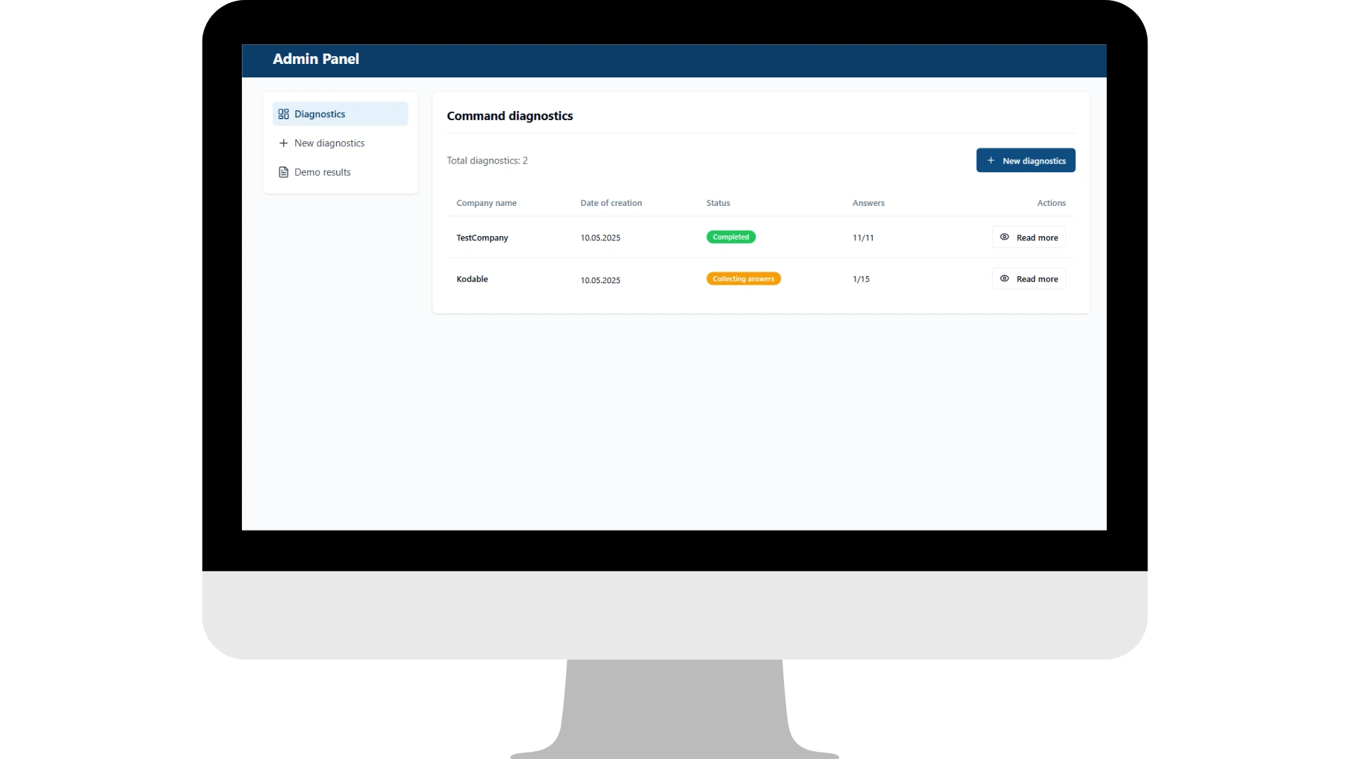 Admin Panel – Home & Companies Table