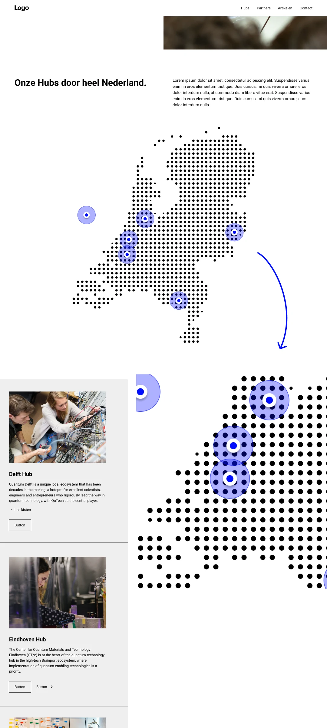 First wireframe version of the different locations.