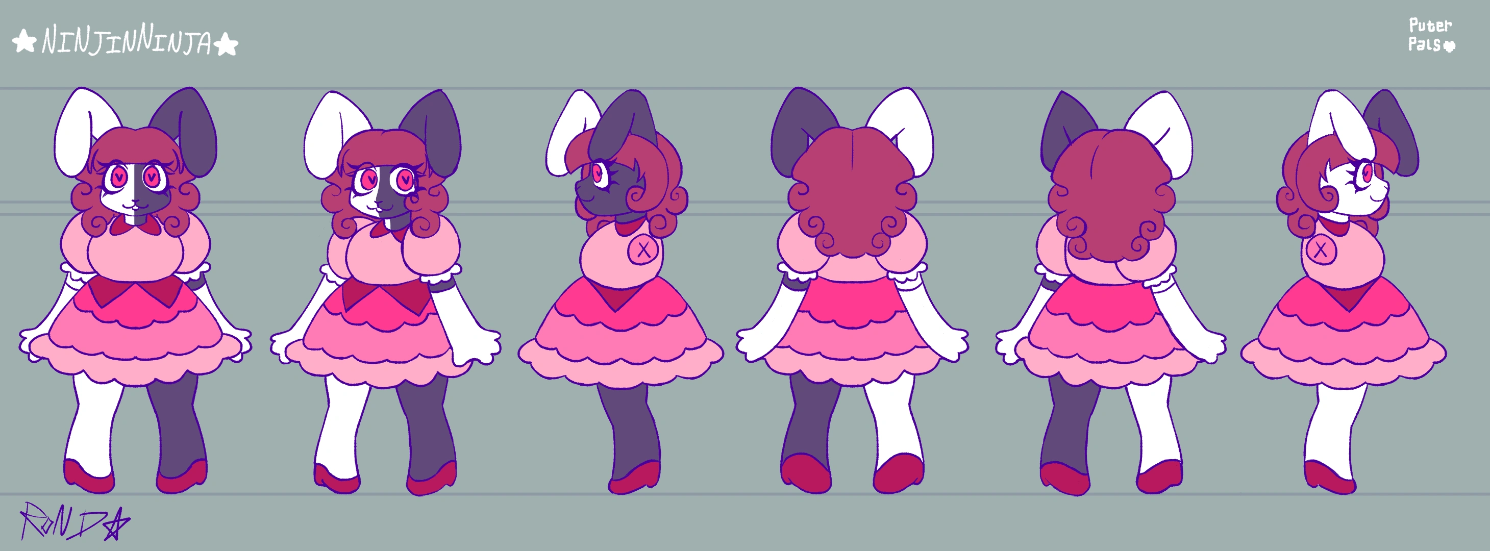 "NINJINNINJA", character turnaround for a future game of mine entitled "PUTER PALS".