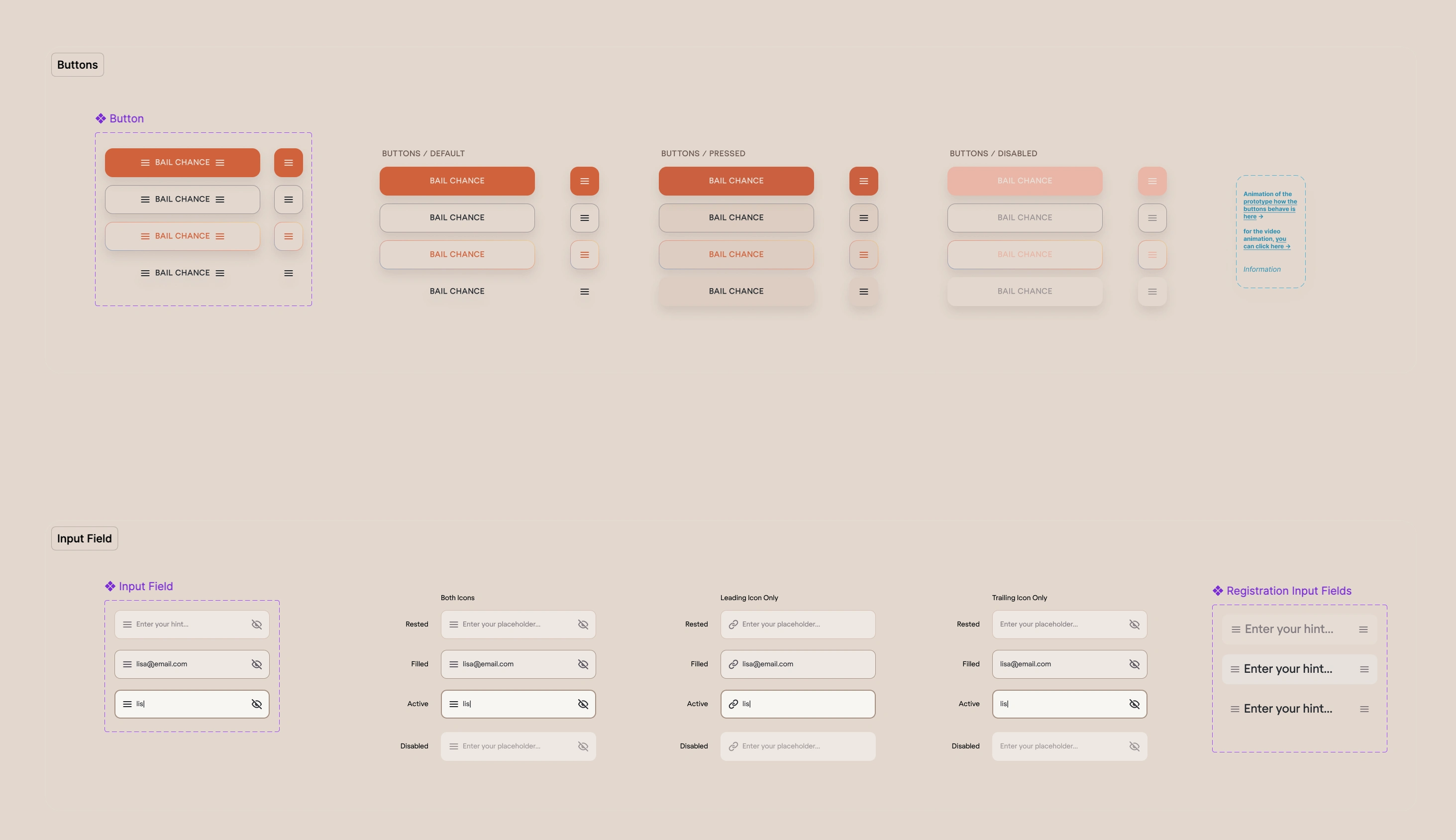 Components in Figma with animation guidelines