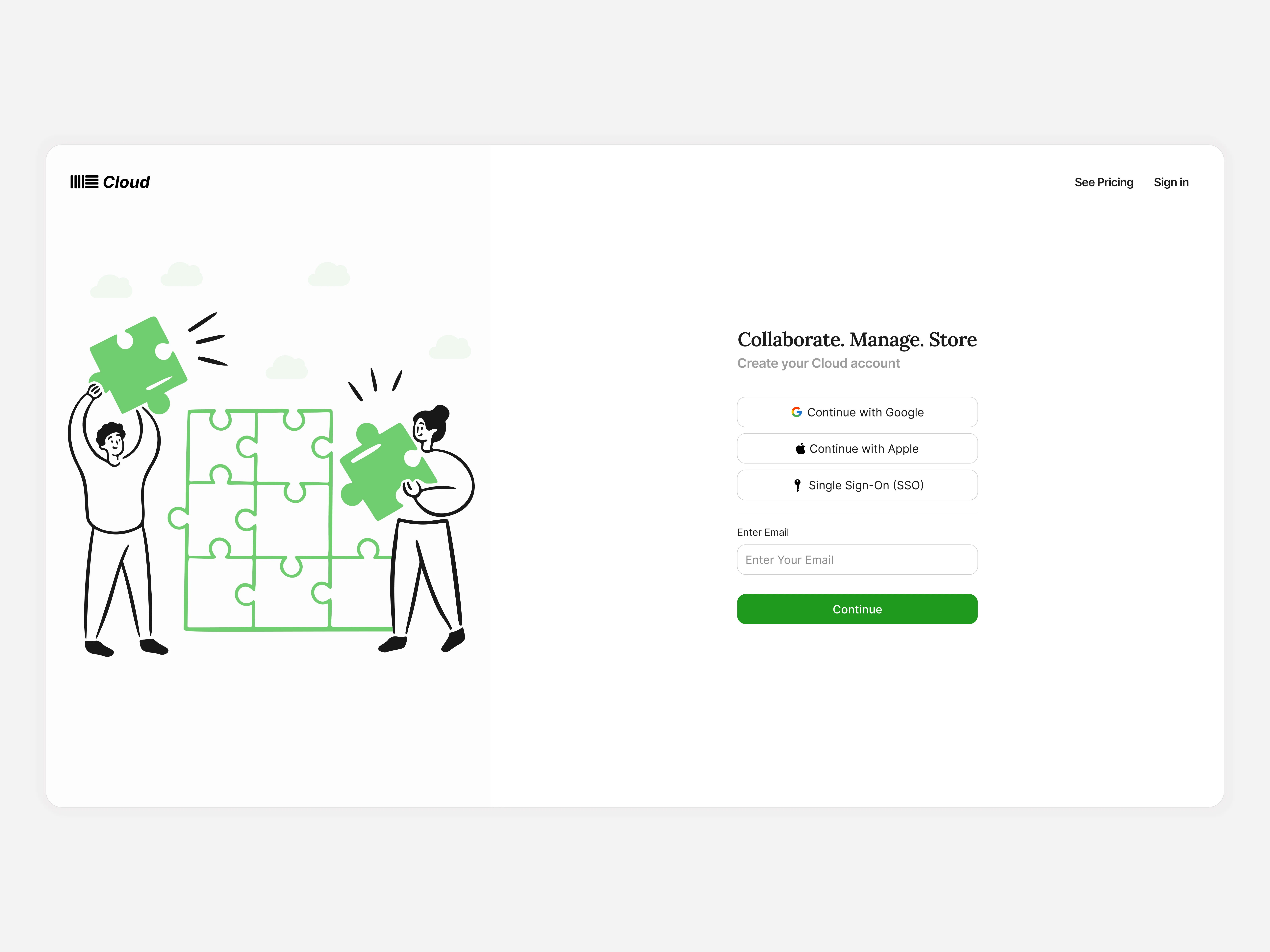 Sign up page