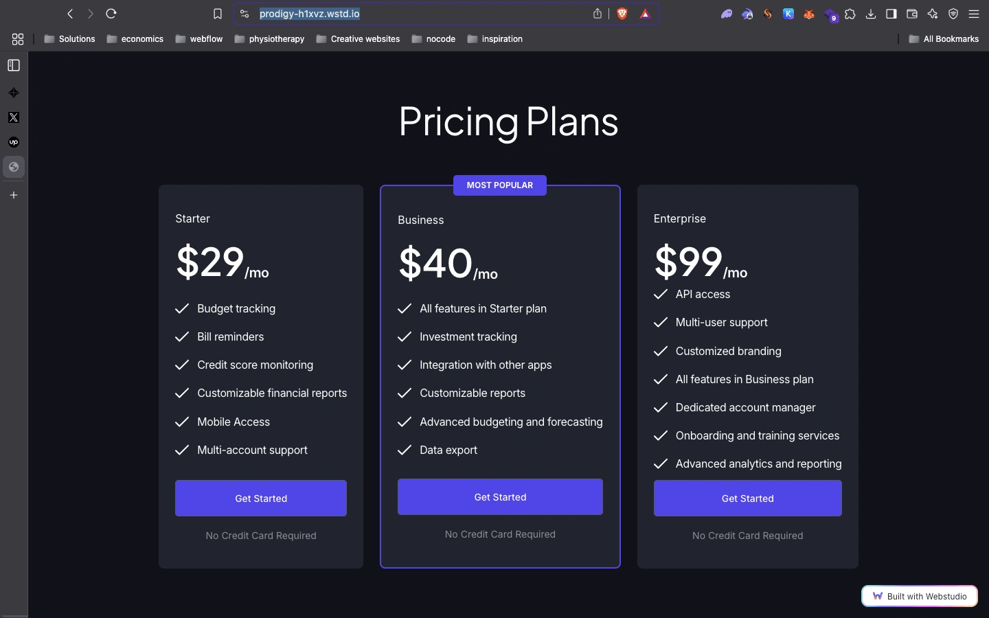 Pricing section