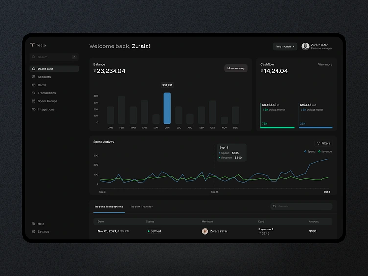 Fintech Dashboard UI