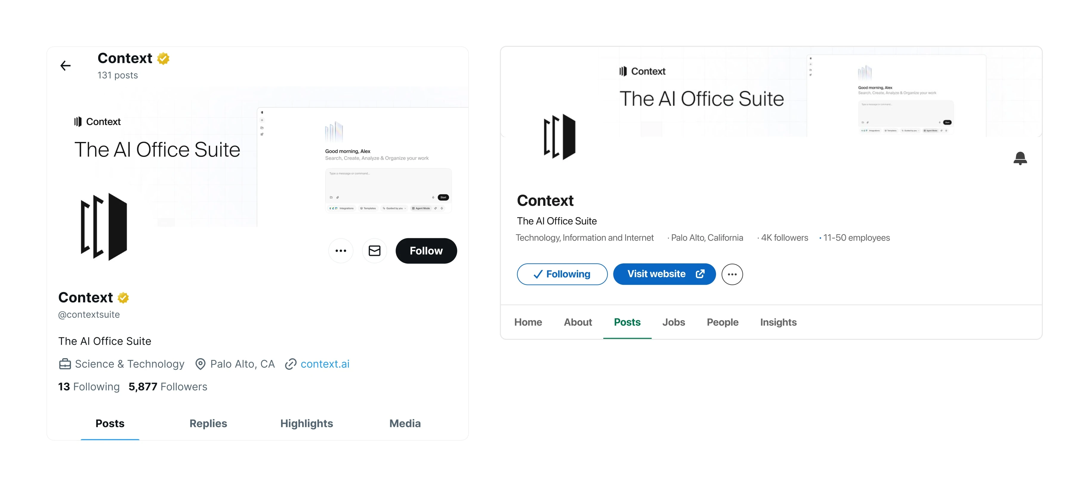 X (Twitter) & LinkedIn Profiles