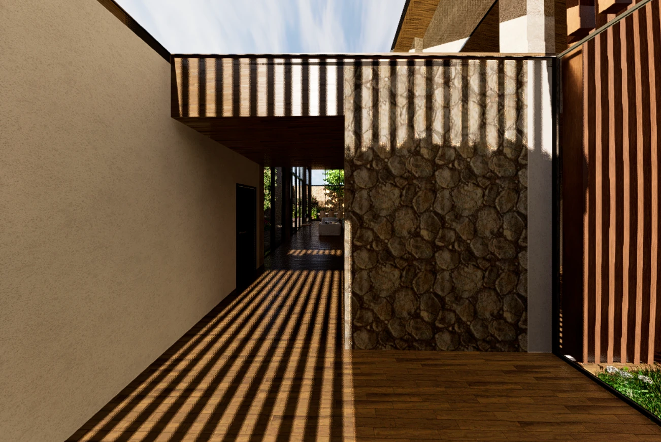 House entrance with a view of the sky