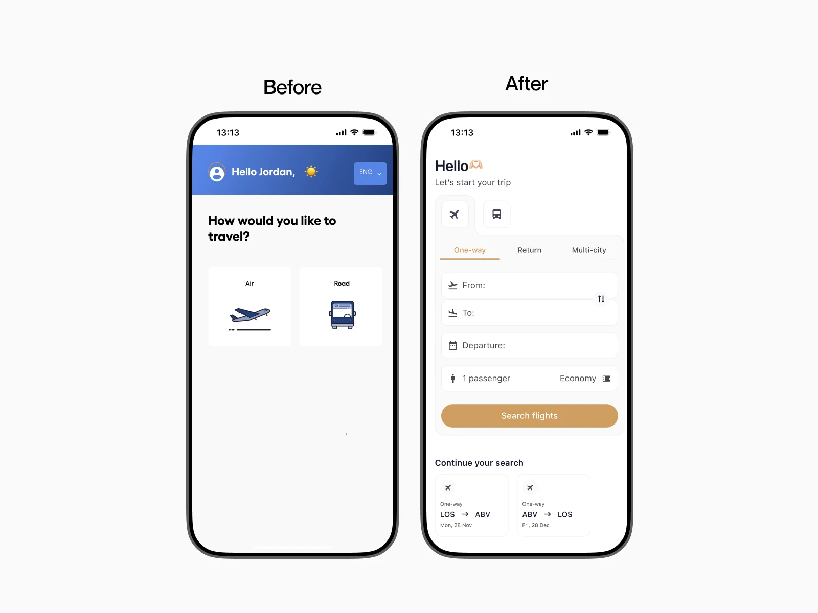 Before and after redeisgn