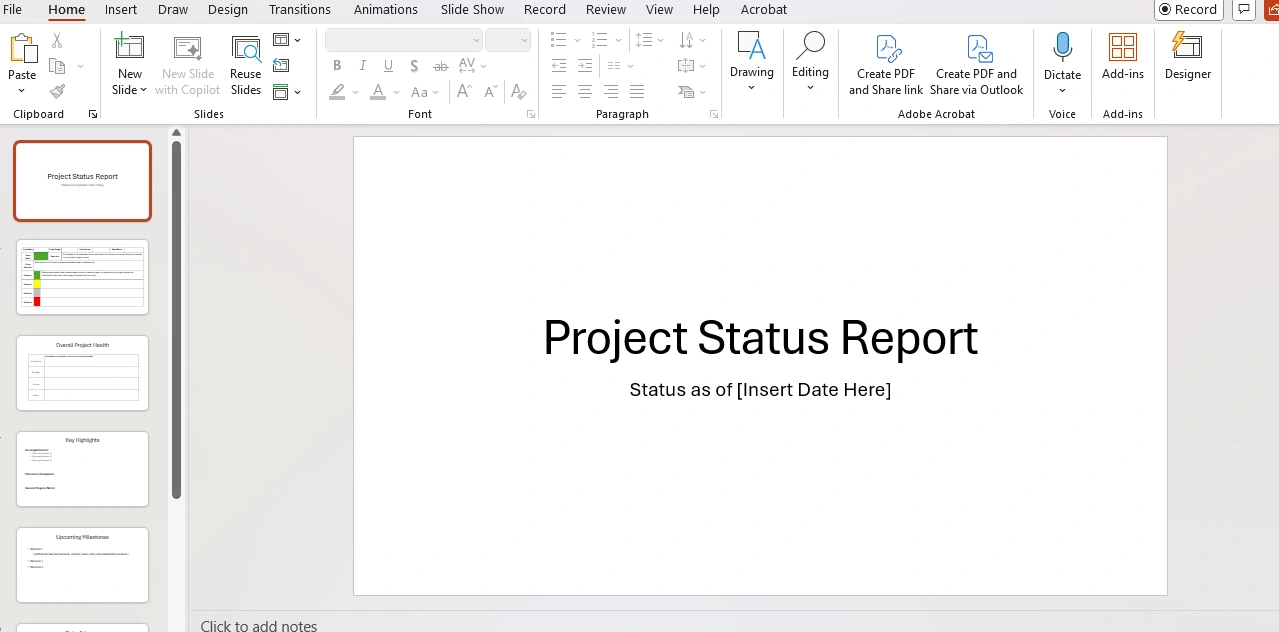 Project Status Report Example