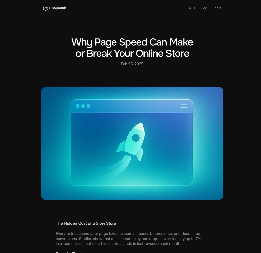 One of the blog article pages