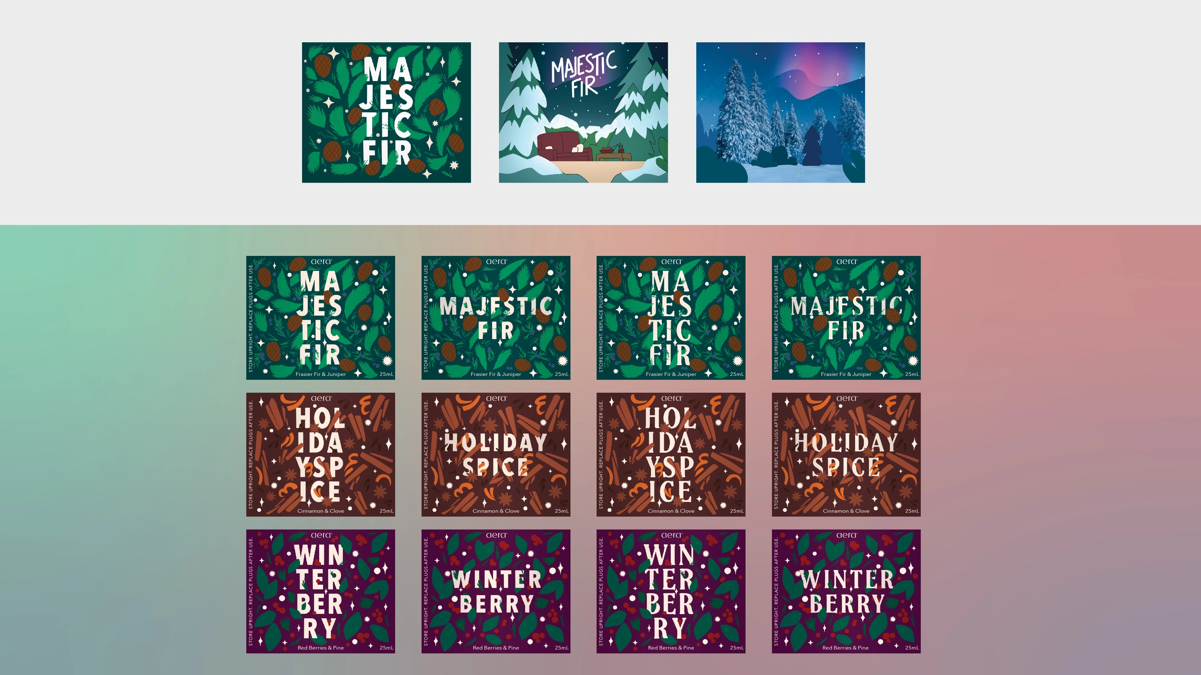 Initial directions included the messy flat lay, illustrated indoor spaces in outdoor scenery, and photos overlaid with illustrations.