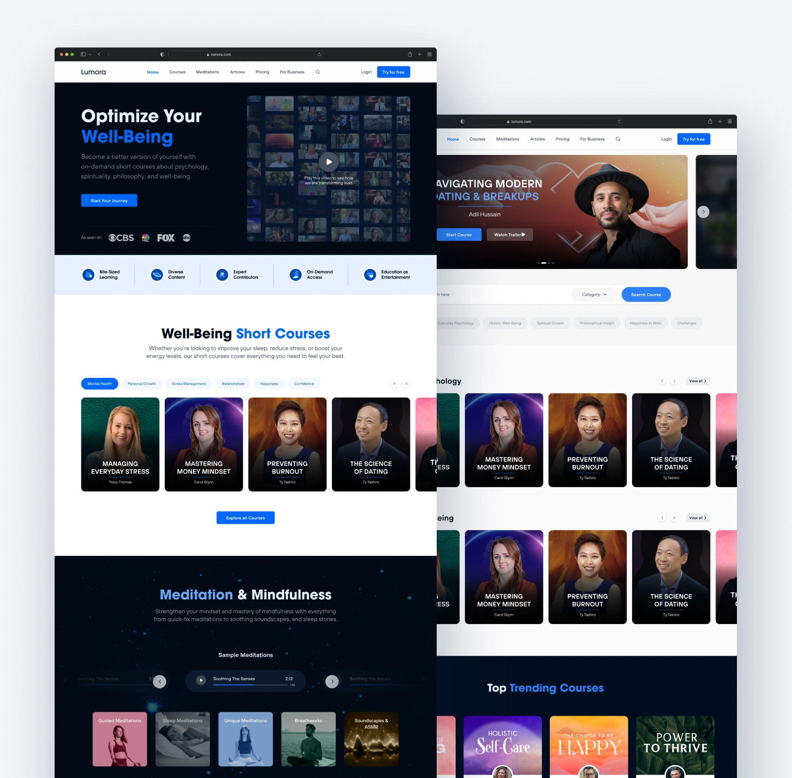 Home and Course Landing Pages