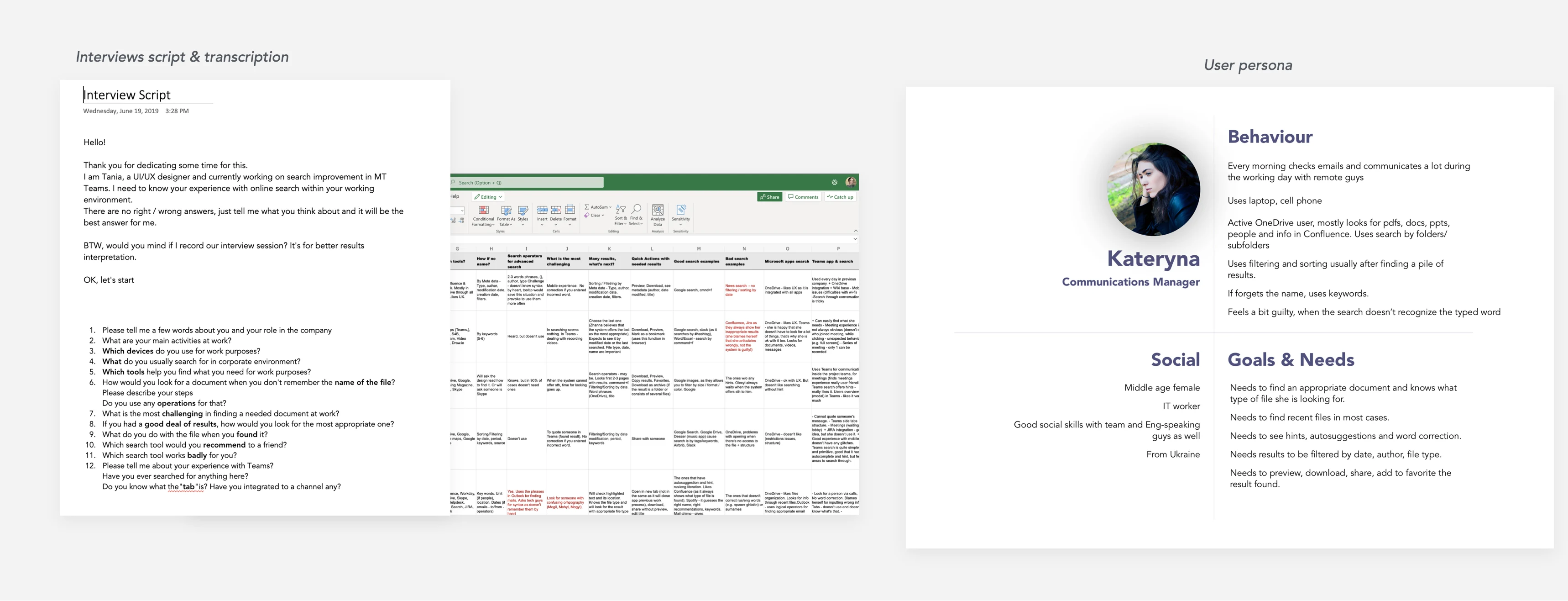 User interviews & persona