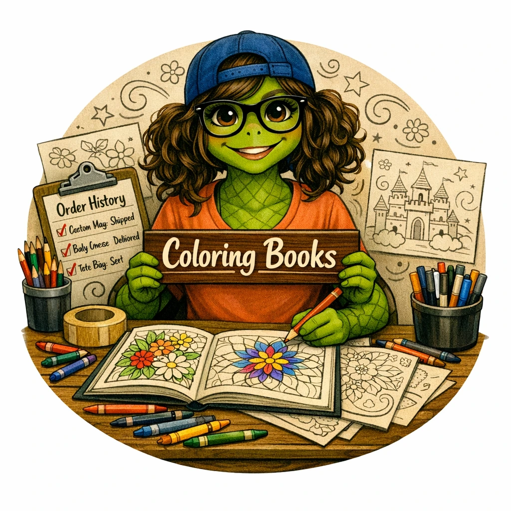 The Crafty Turtle — Coloring Book Style
