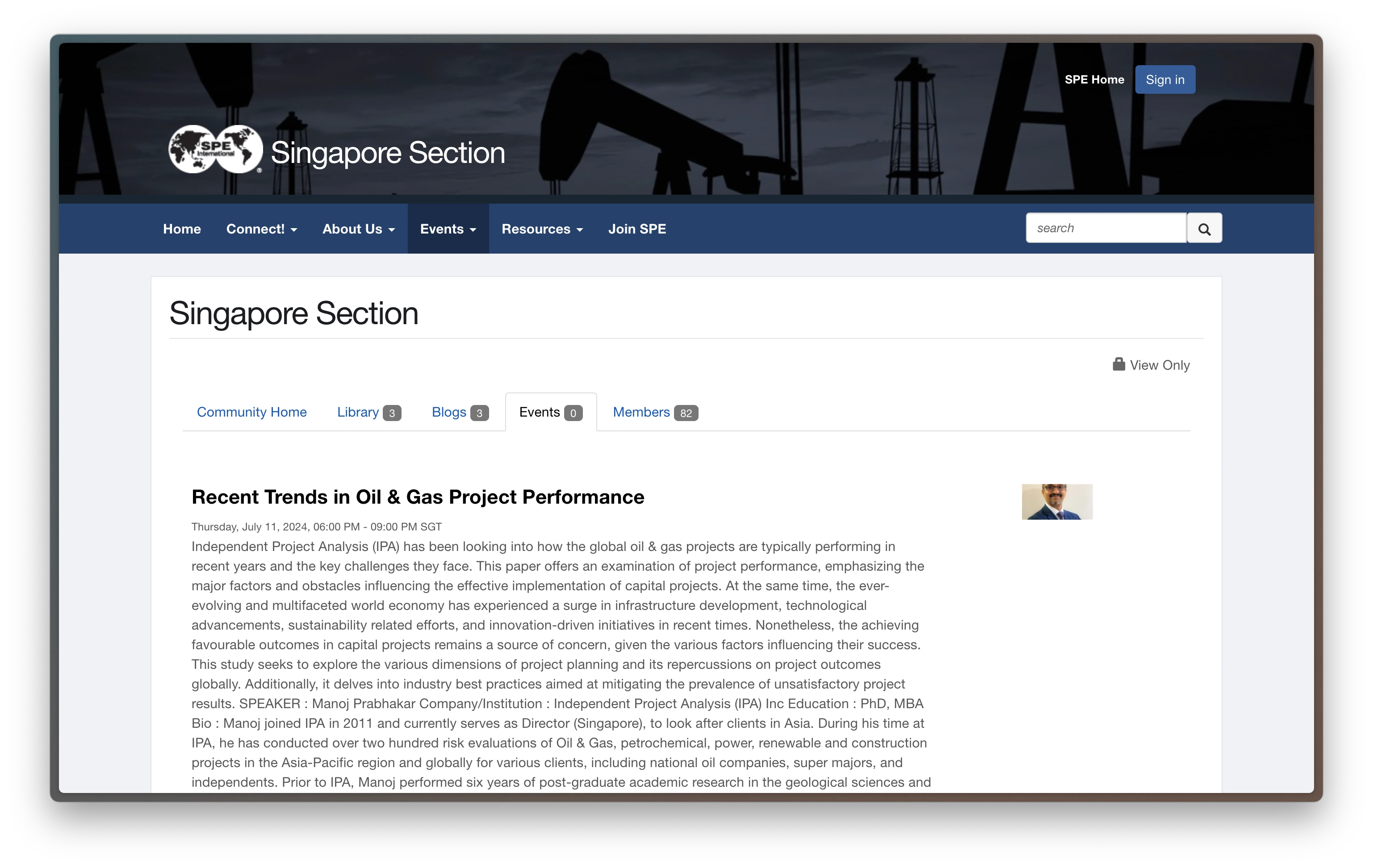 SPE Singapore Section events page