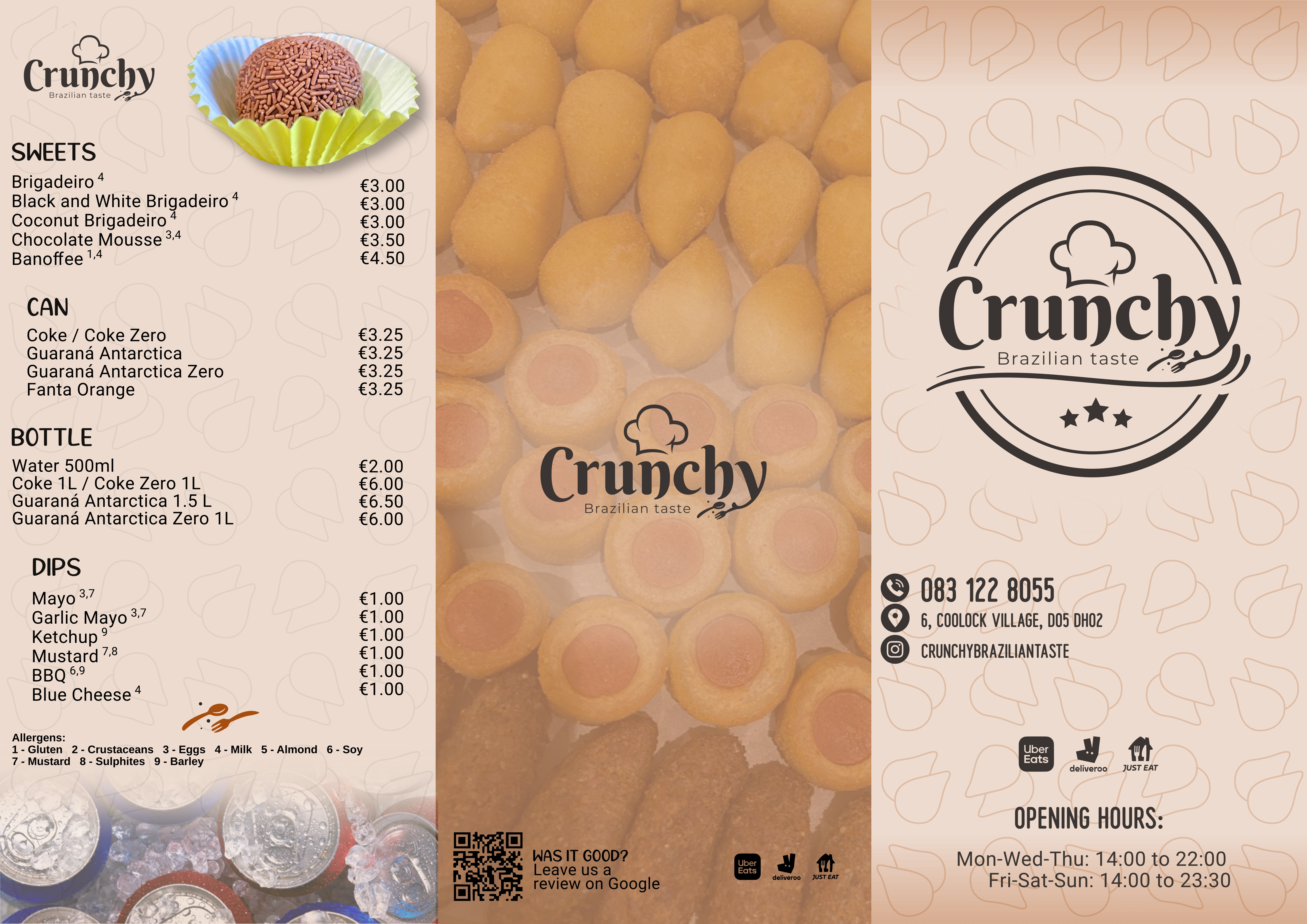 A4 foldable menu for Crunchy