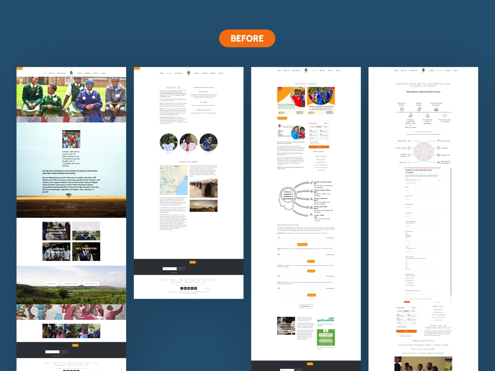 Screenshots of the old website.