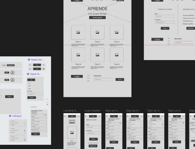 Lo-fi wireframes