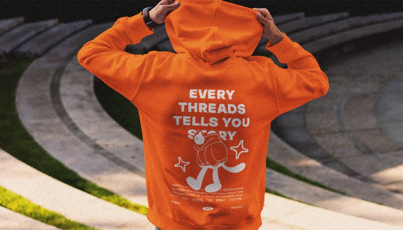 Back hoodie design with bold quote and illustration