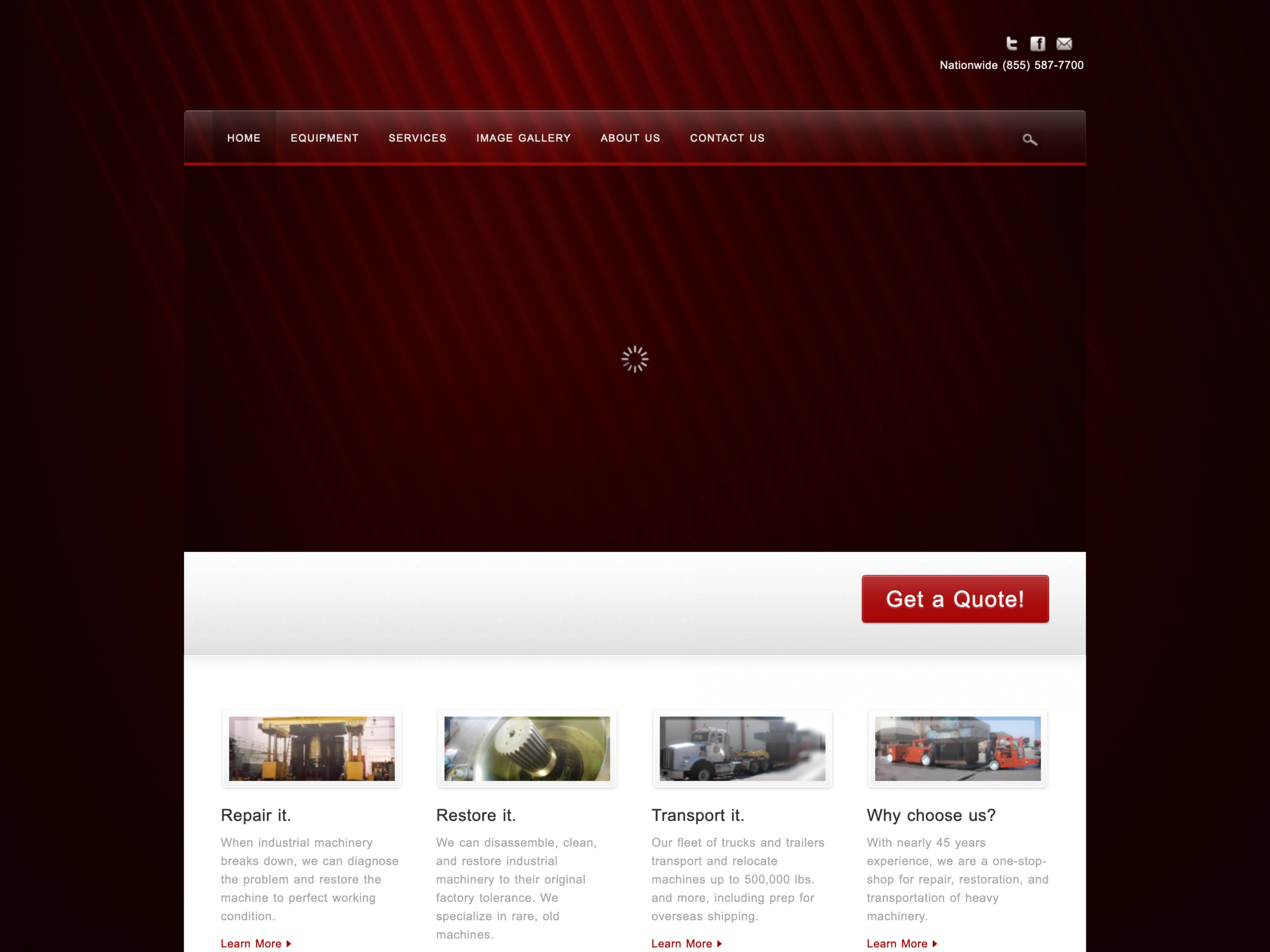 The All Enterprises website before the update.