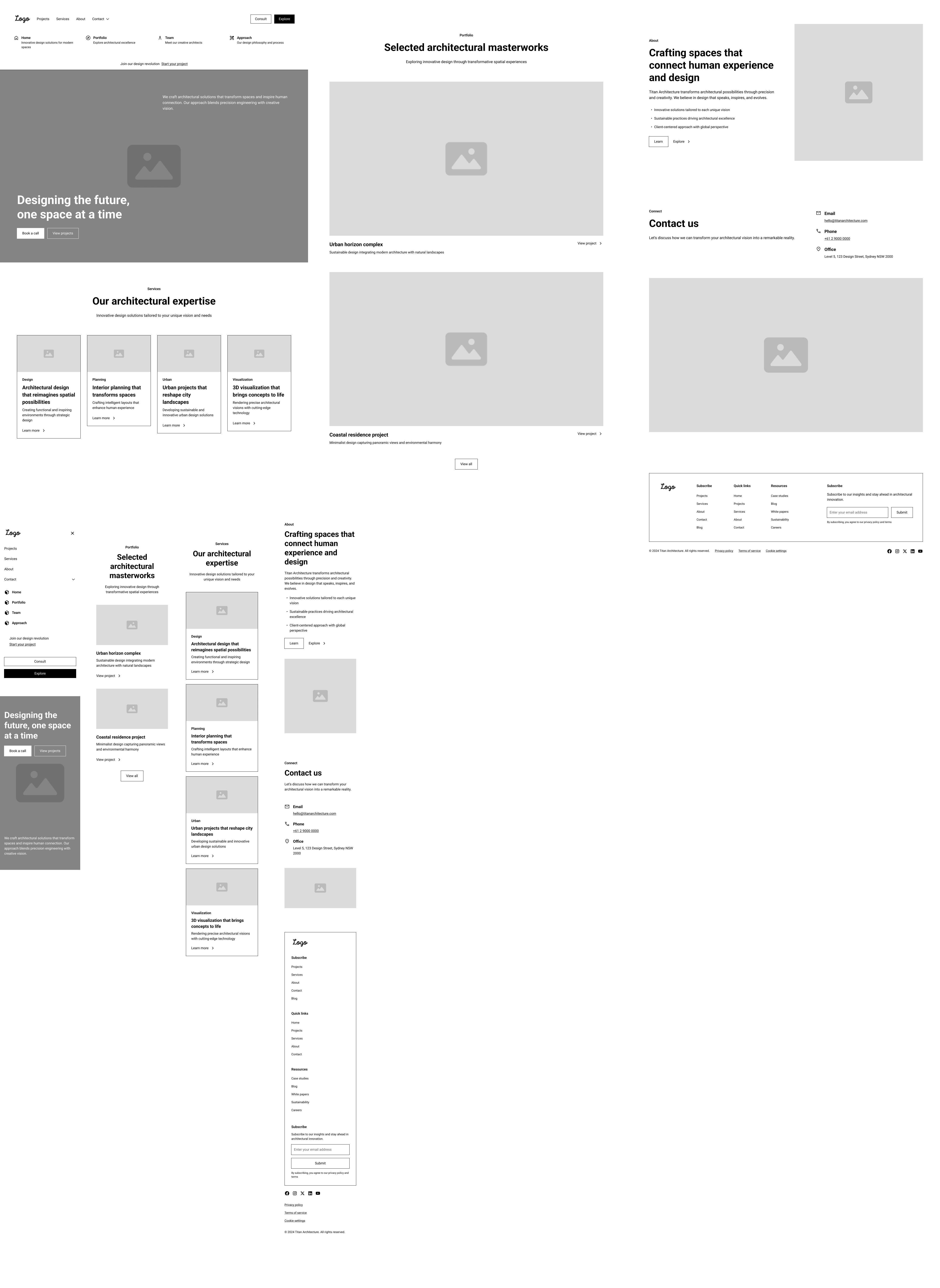 Desktop and mobile wireframes