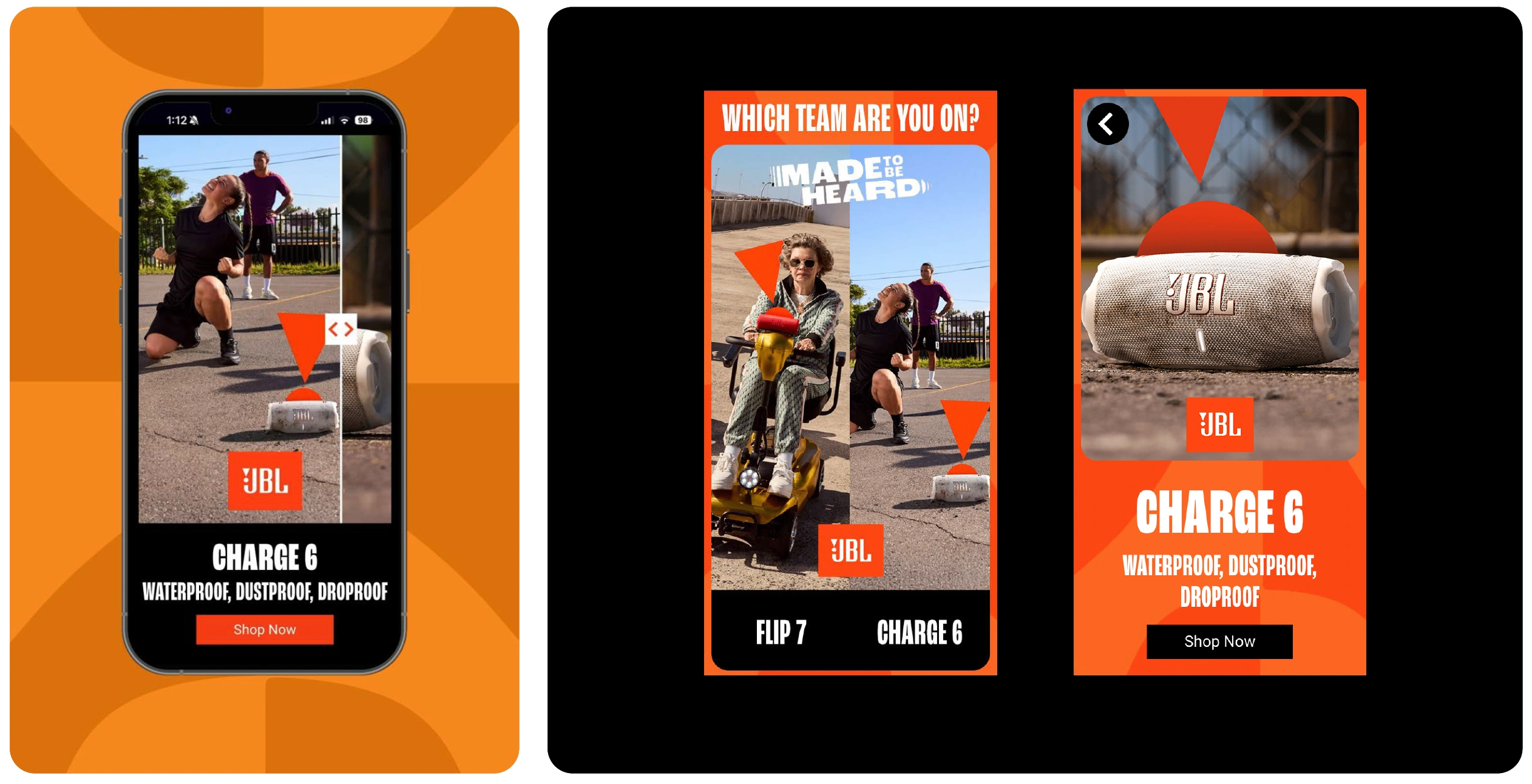 In the second campaign phase, two new creatives launched with added speakers: one used a slider to boost engagement, and the other used hover interactions to reveal user interest and gather valuable data.
