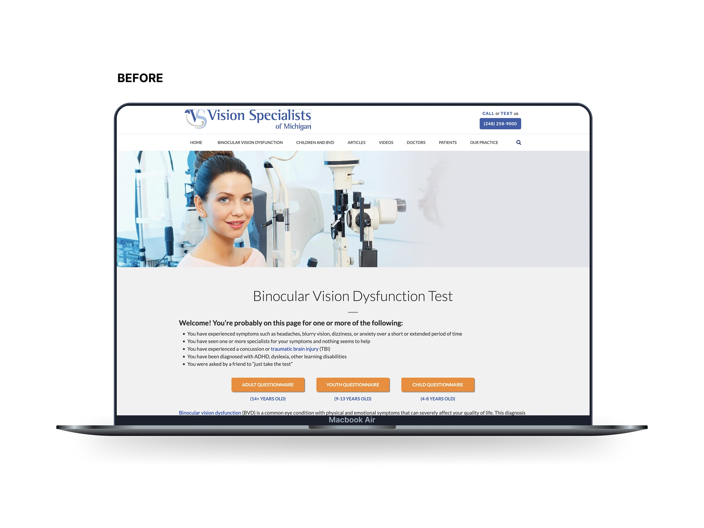 Previous BVD landing page
