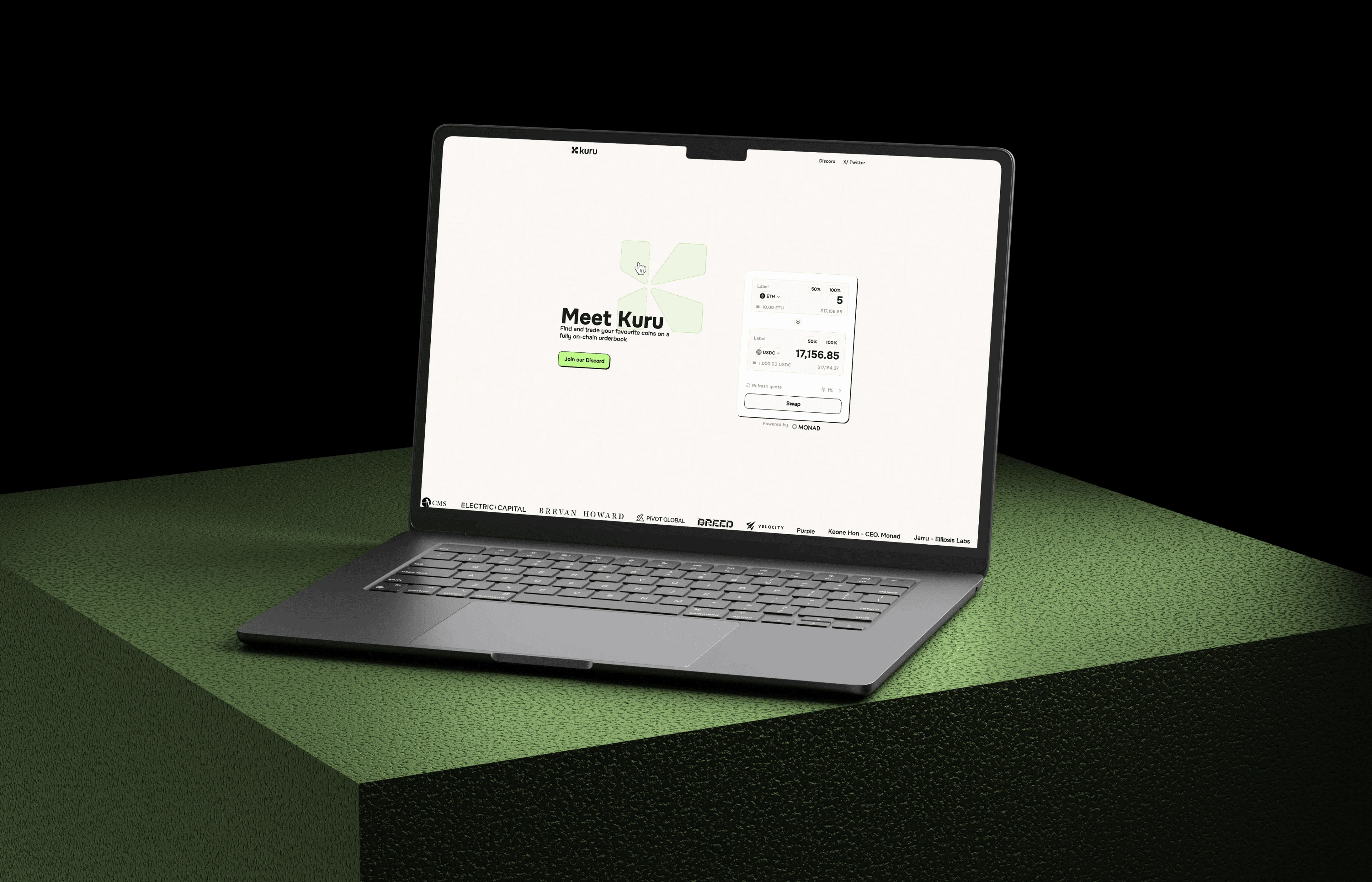 Kuru laptop mock up of the swap interface