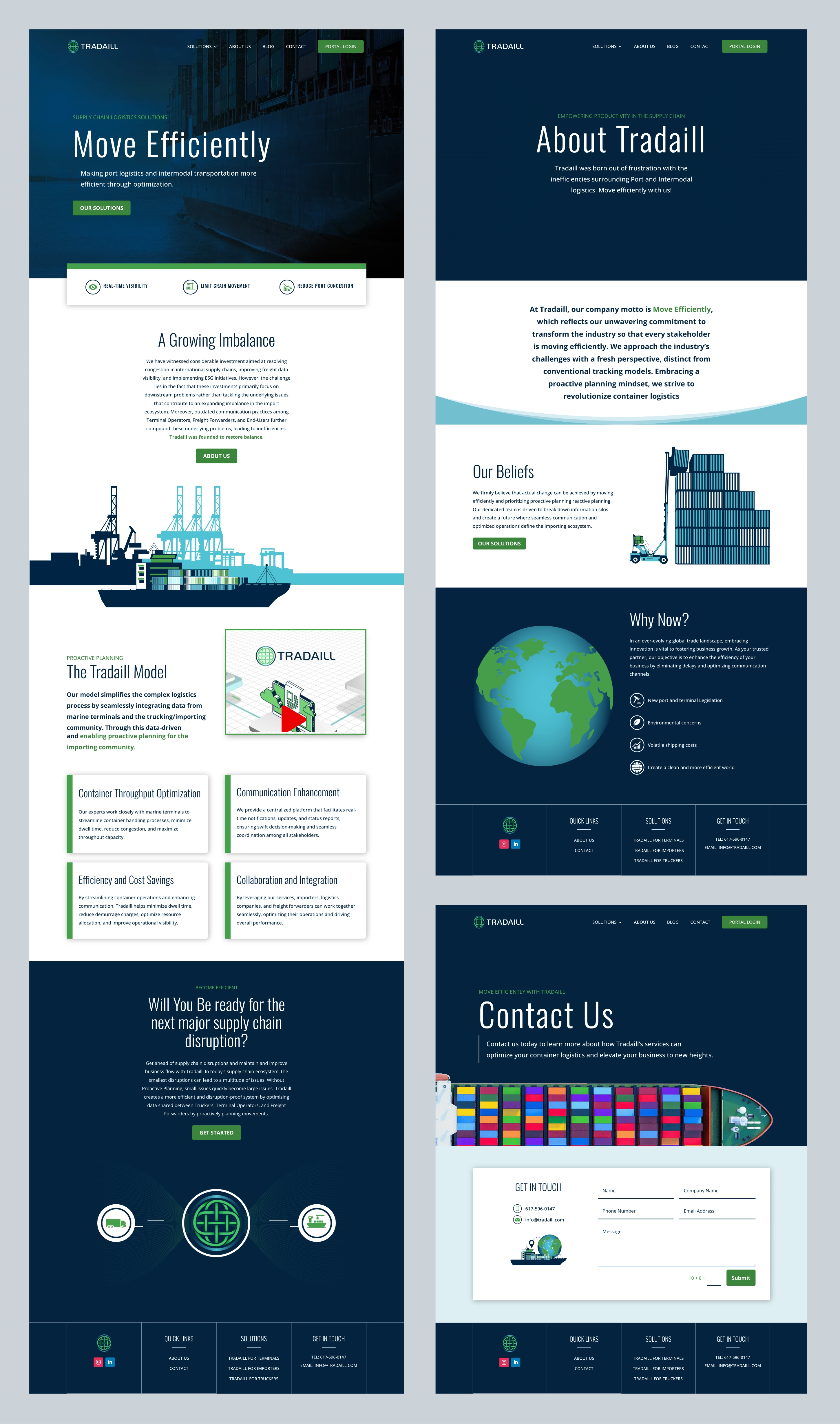 Home Page, About and Contact Page Layout Design