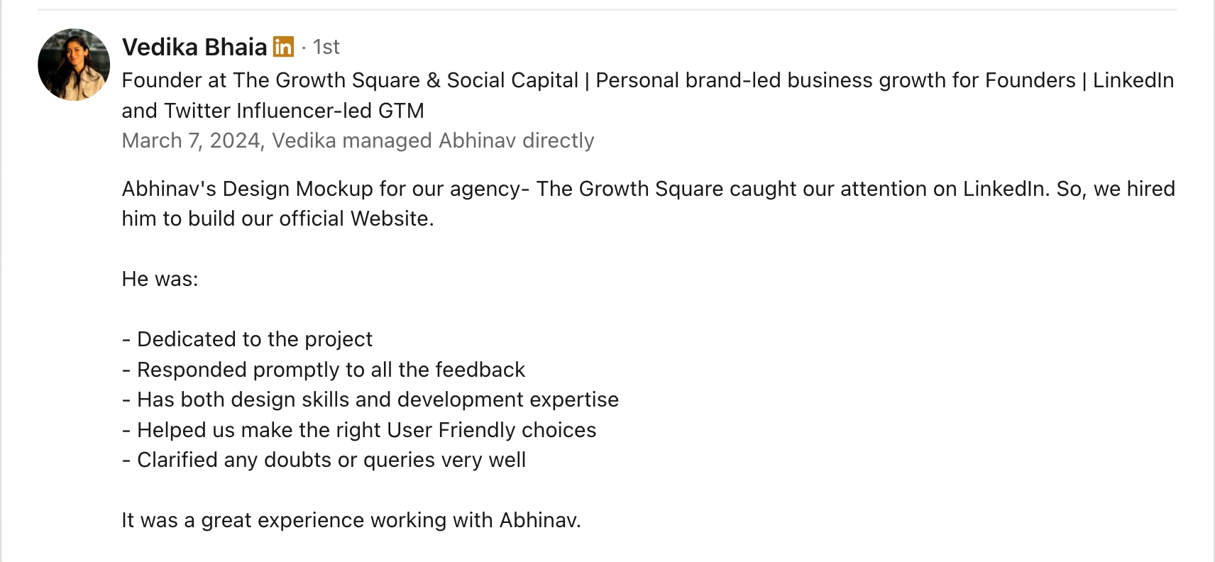 Linkedin Recommendation