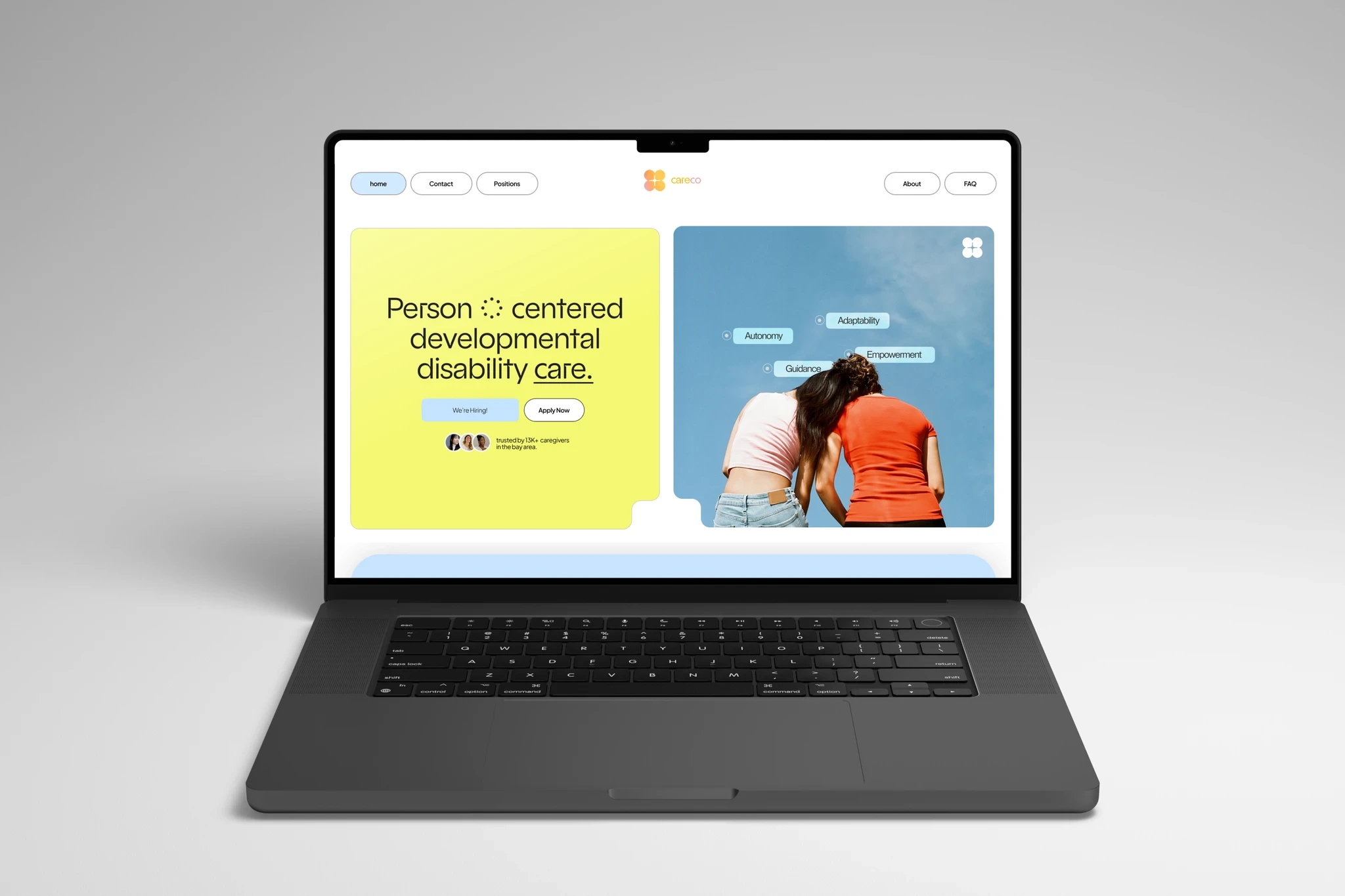  The Careco website translates the brand’s person-centered philosophy into a clear, accessible digital system. The design uses generous white space, rounded forms, and warm gradients to convey empathy and trust, subtly reflecting Filipino values of care and connection.  A structured grid, bold yet approachable typography, and high-contrast CTAs ensure usability and clarity. The result is a modern, strategic interface that communicates professionalism without losing human warmth.