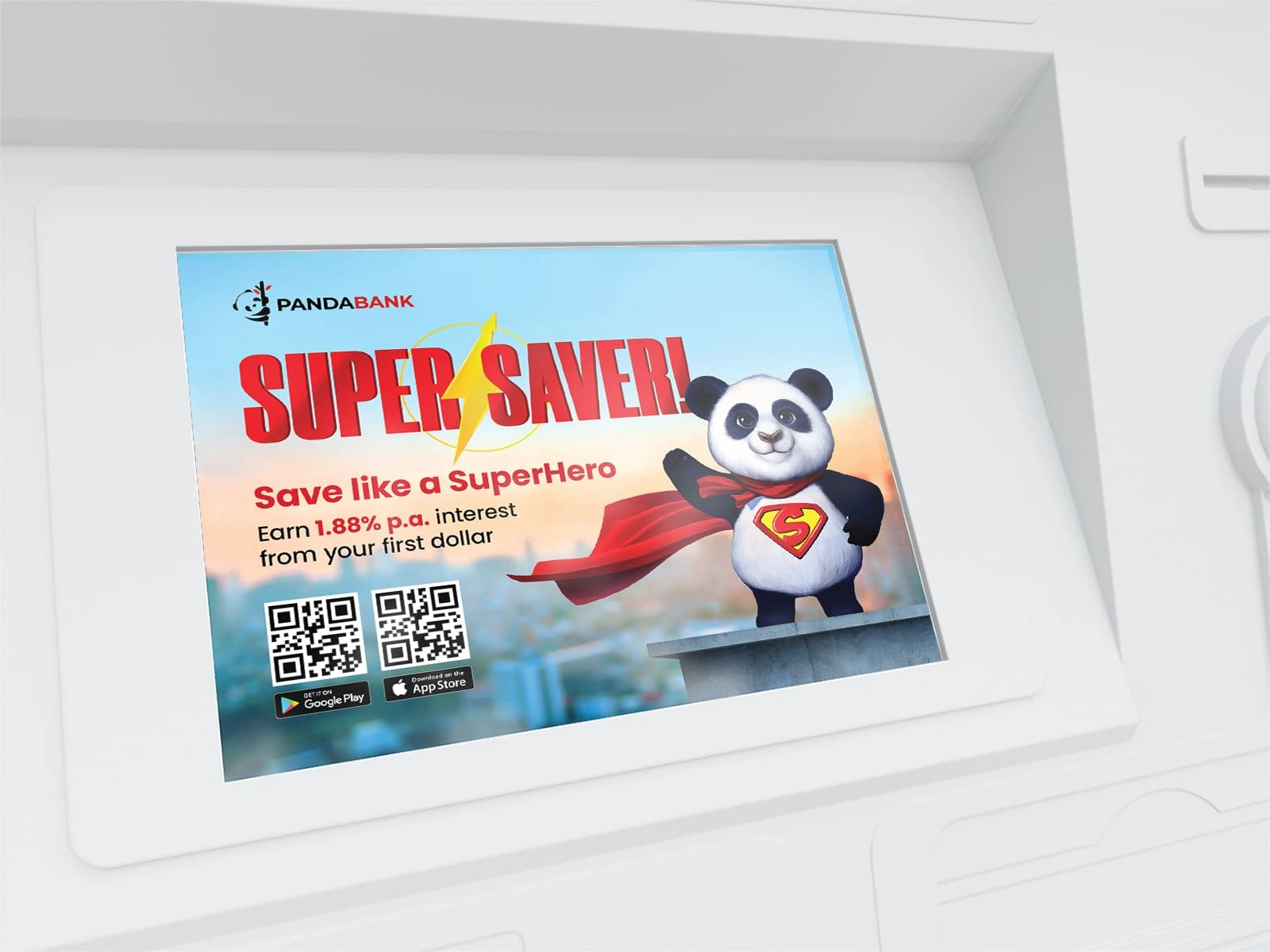 ATM interface promo – clean visual hierarchy for small screen impact.