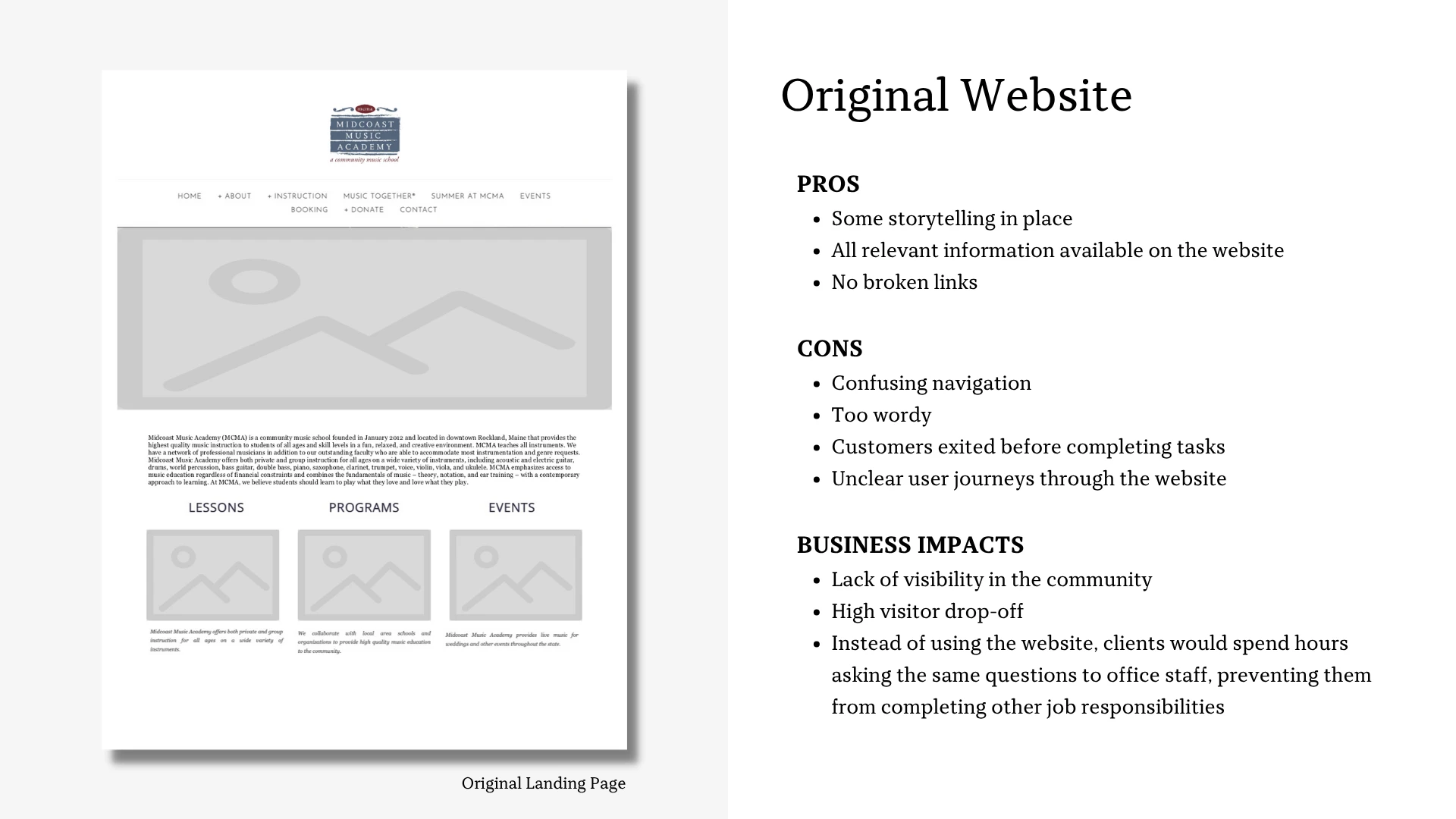 Original landing page