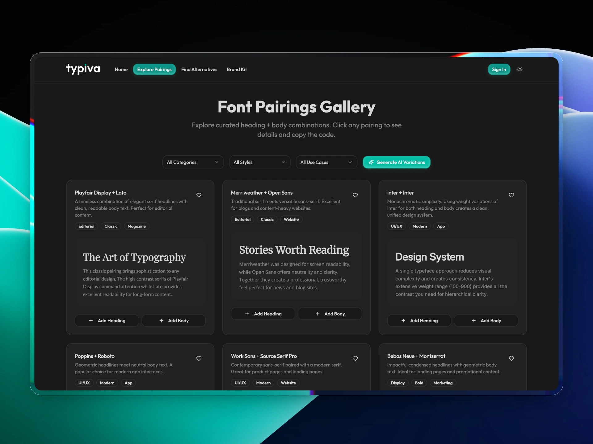 Typiva font pairings gallery