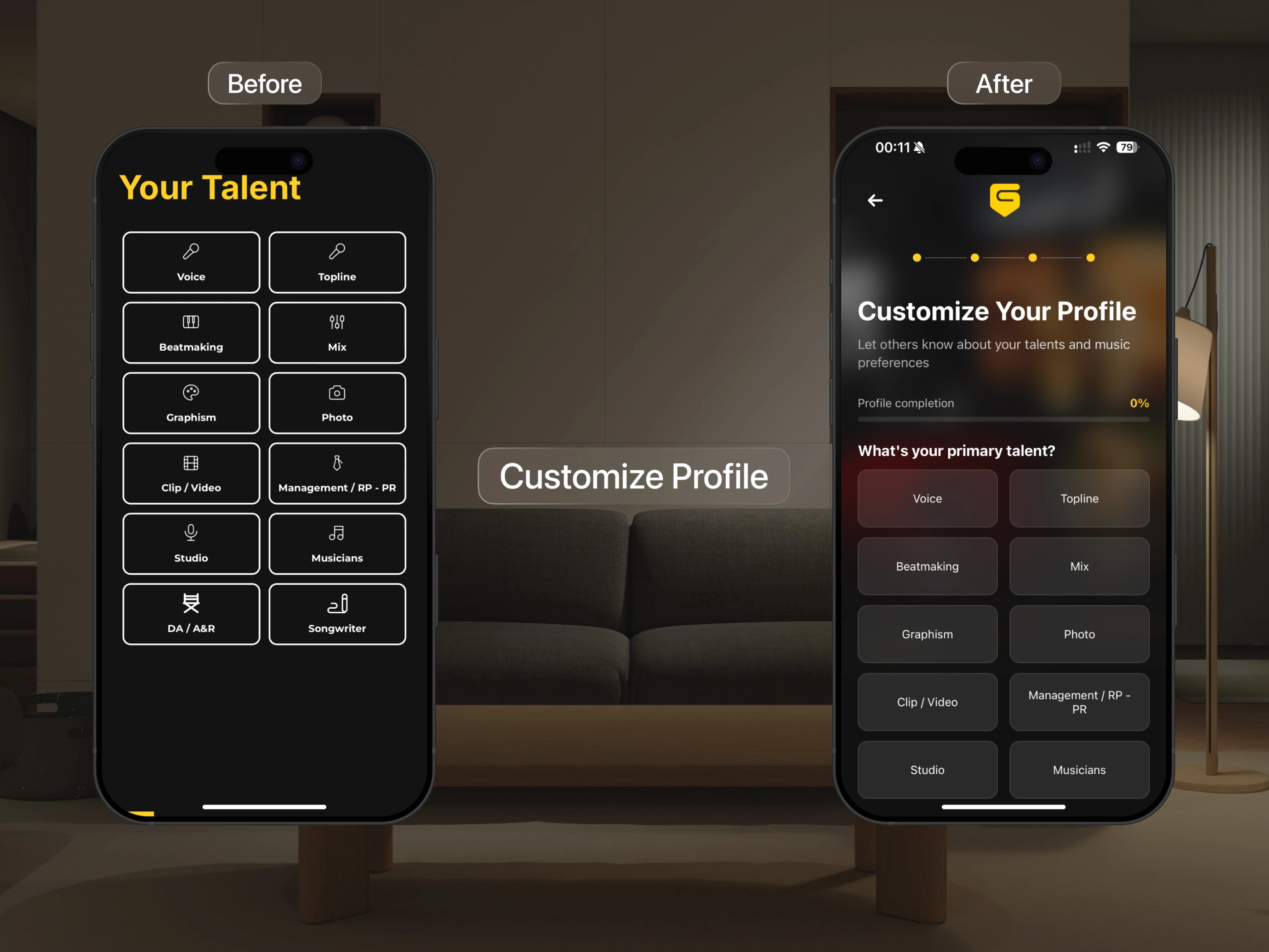 Profile customization step