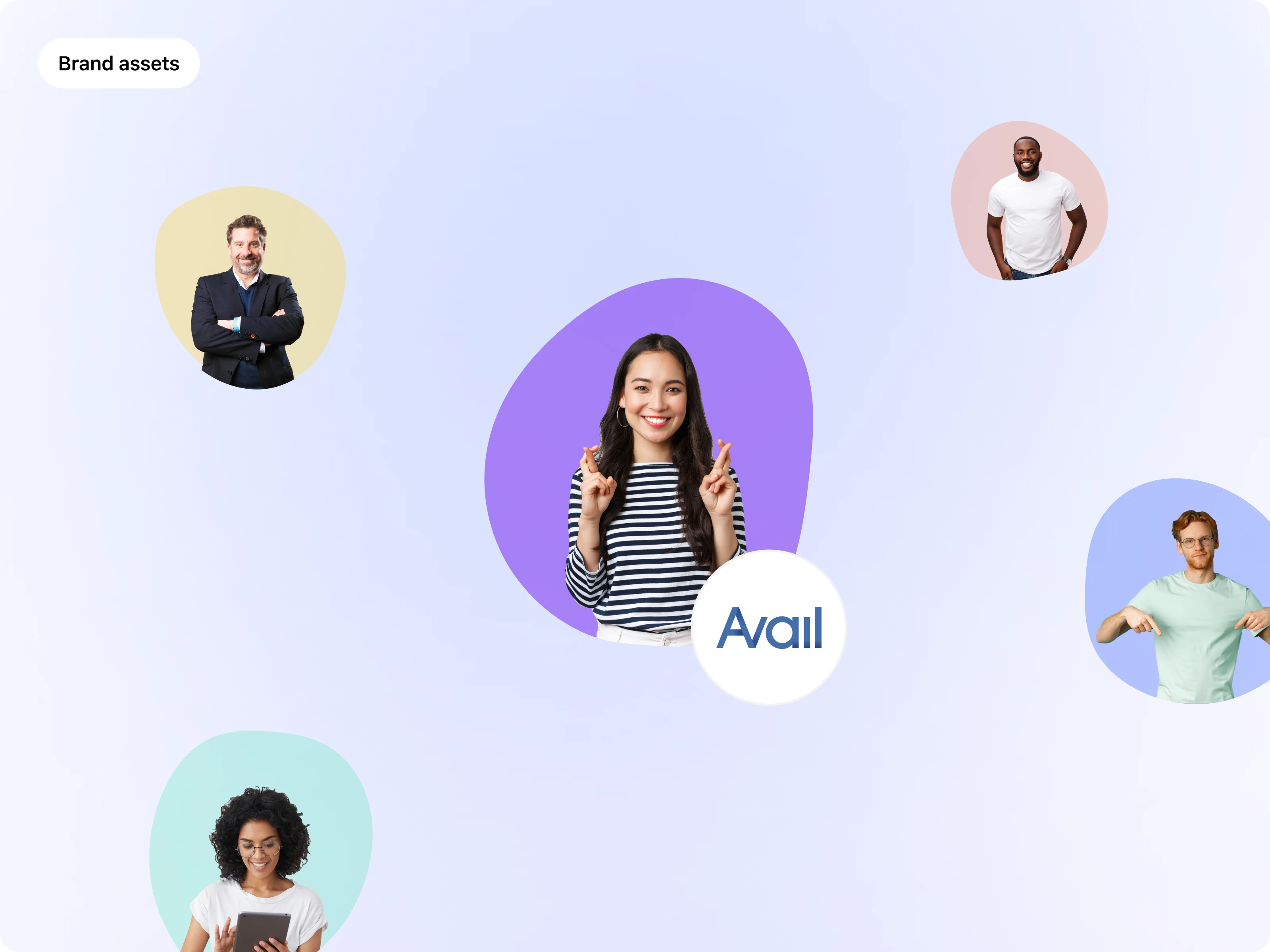 Colorful blops are used across the whole site