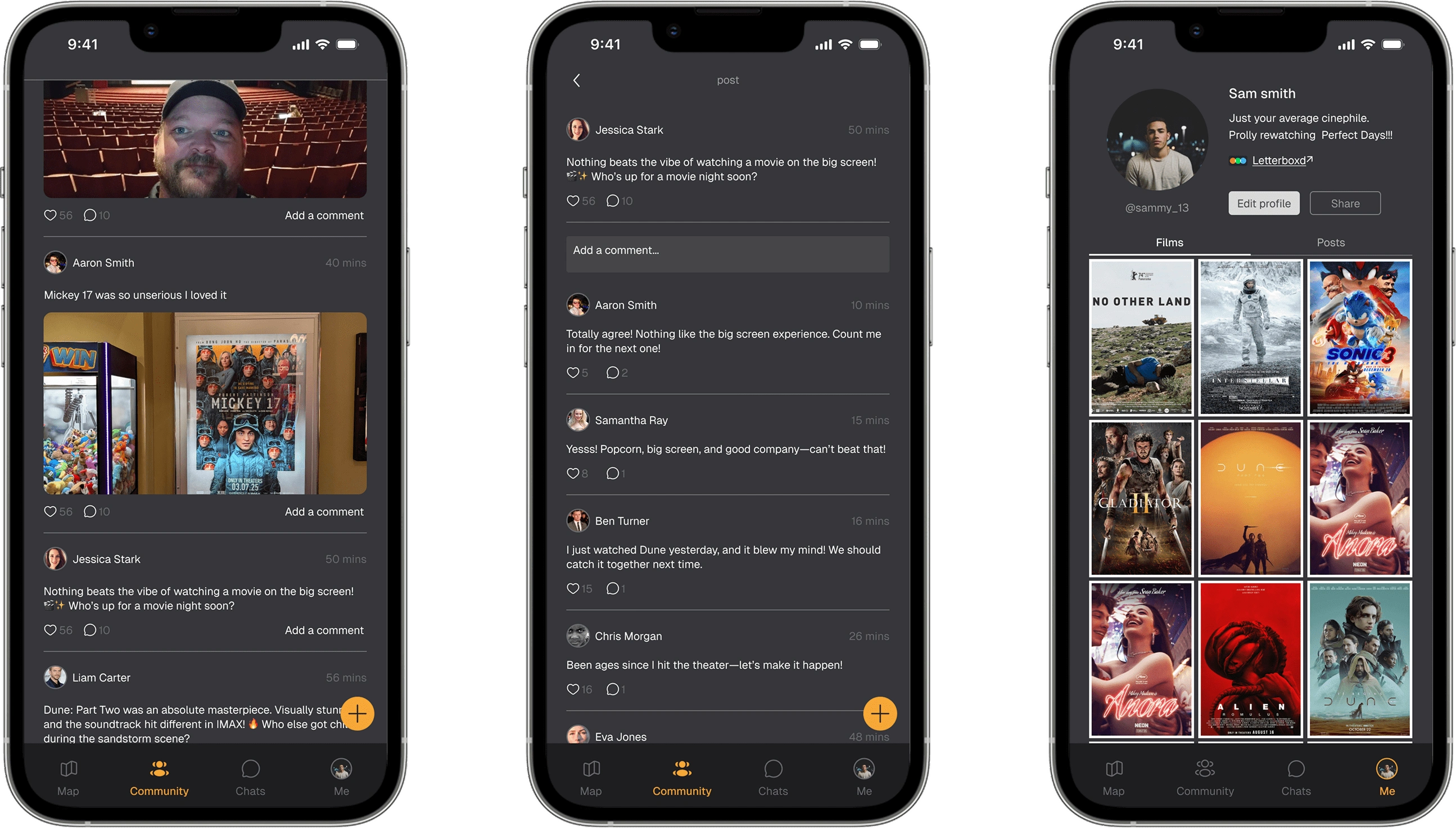 community, post, profile
