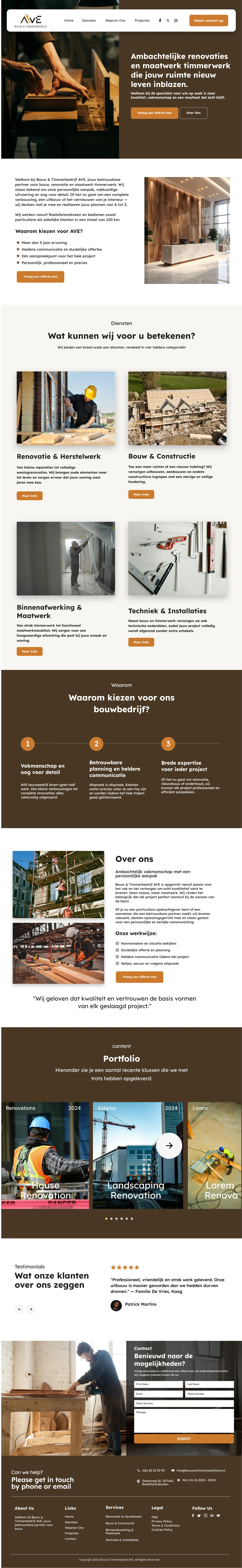 User interface for construction website