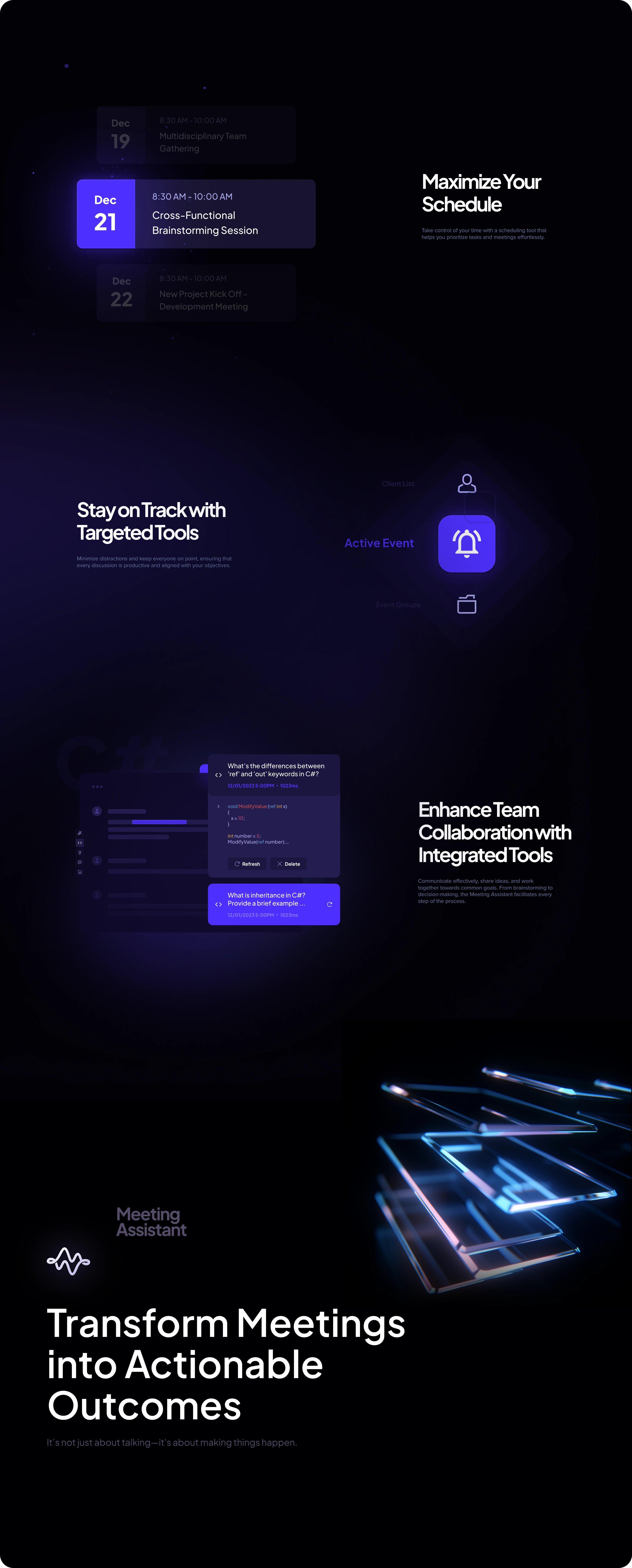 AI Meeting Assistant Interface