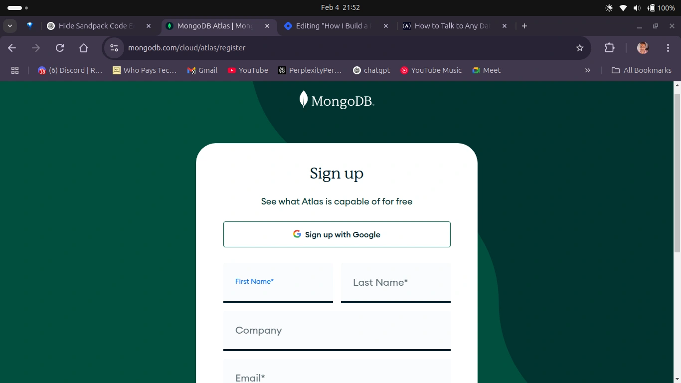 mongodb signup/login page