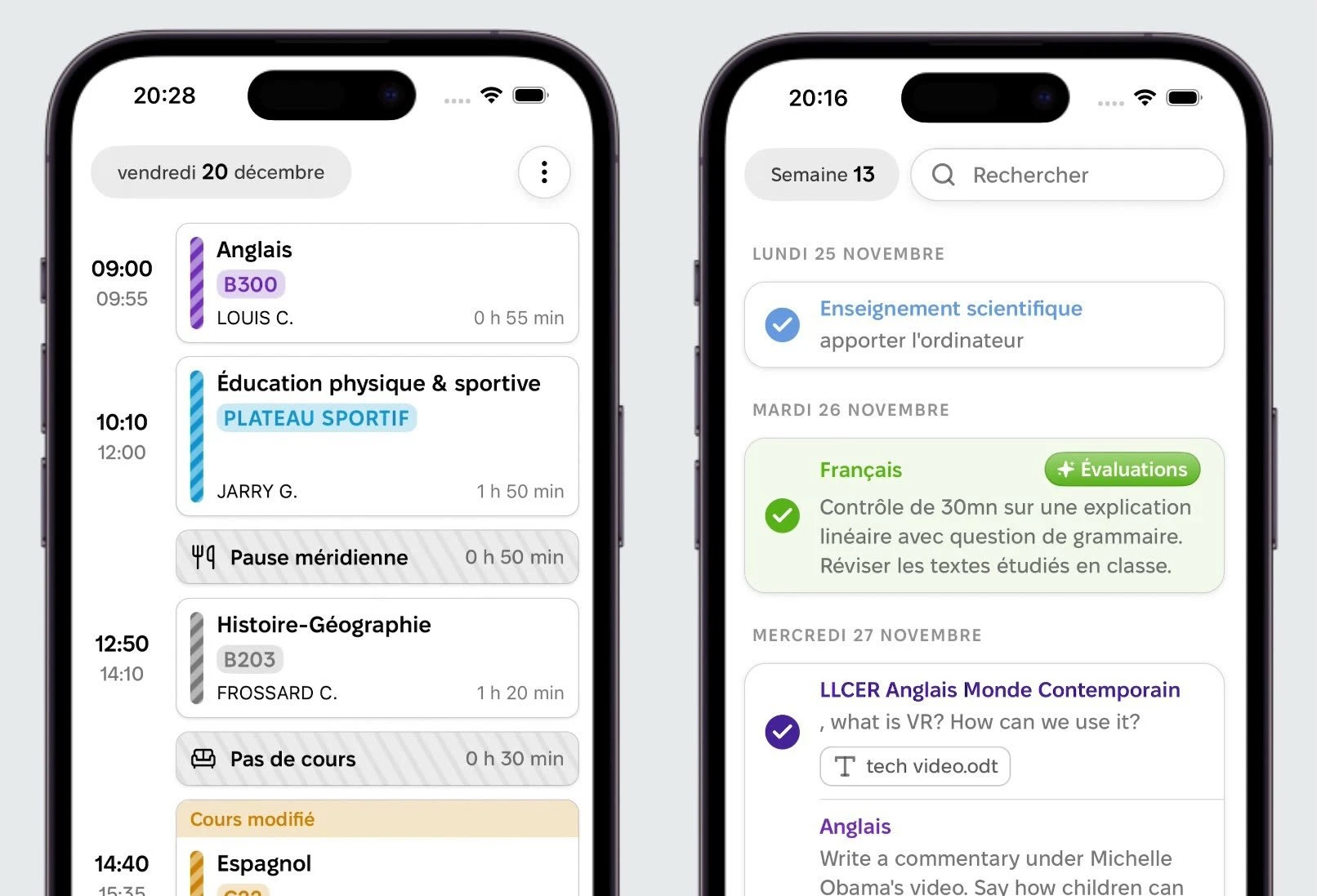 Some screenshots of the Papillon app