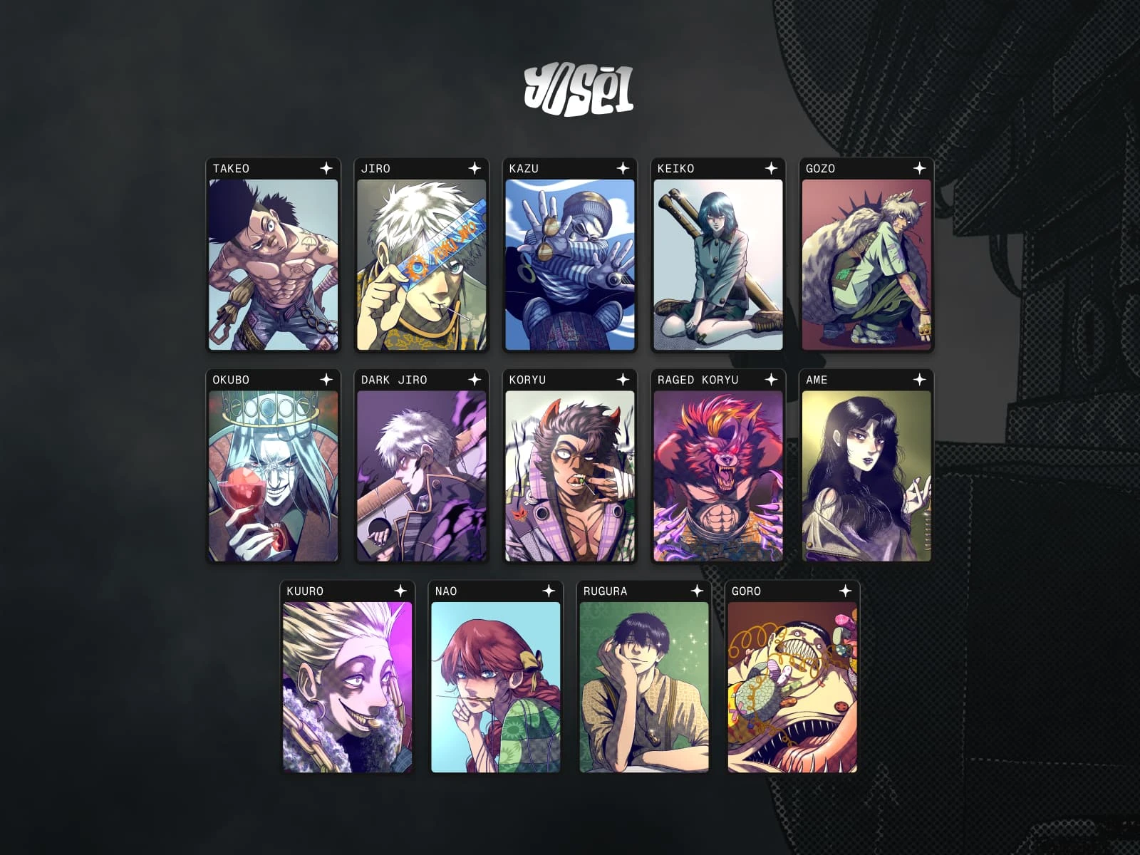 YOSE1 full character lists
