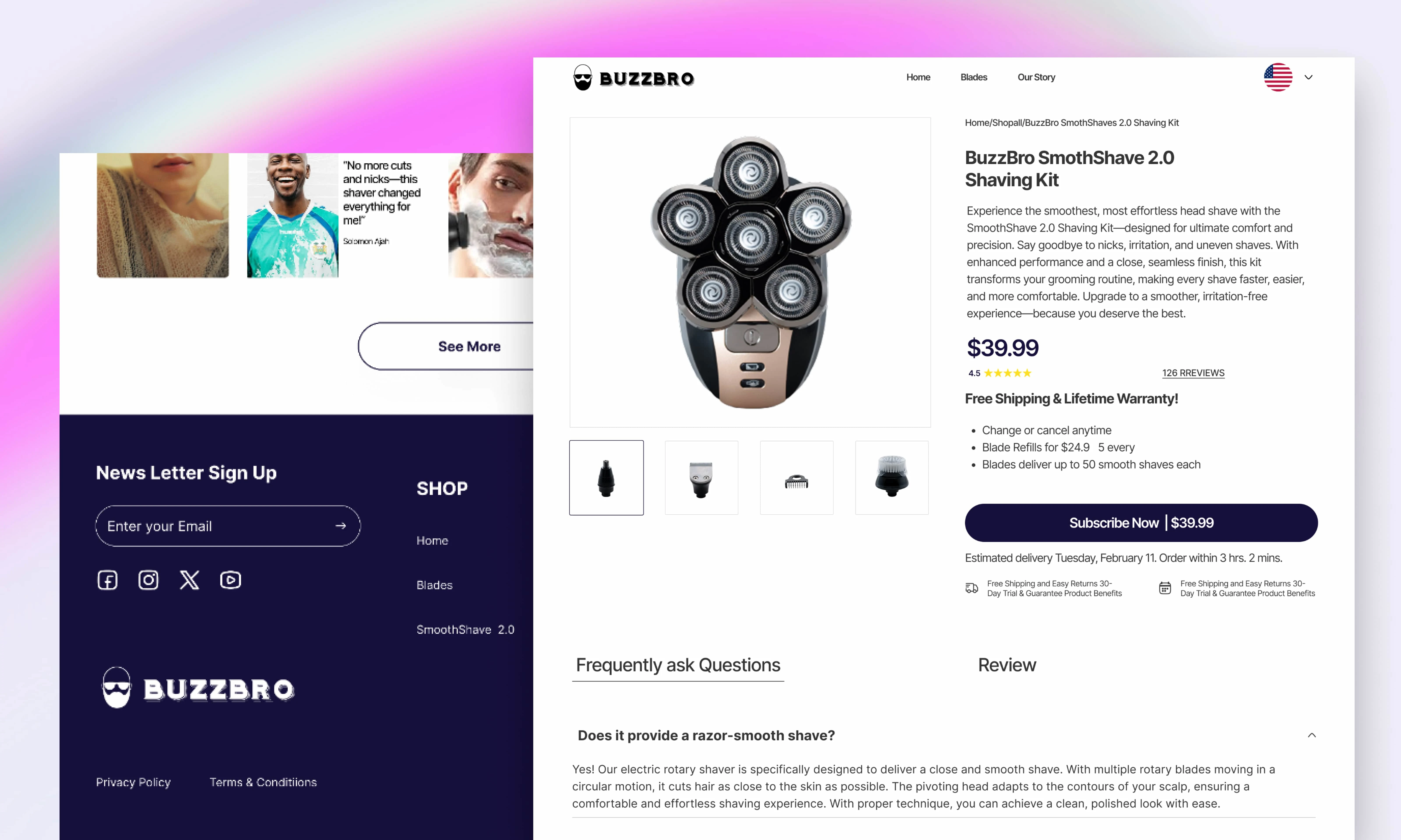 Overview of product description page 