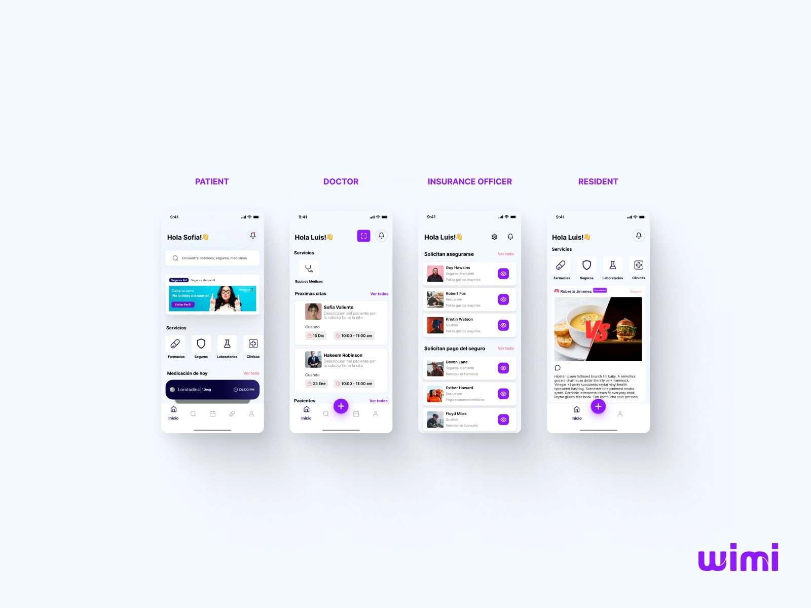 Home depending of user type