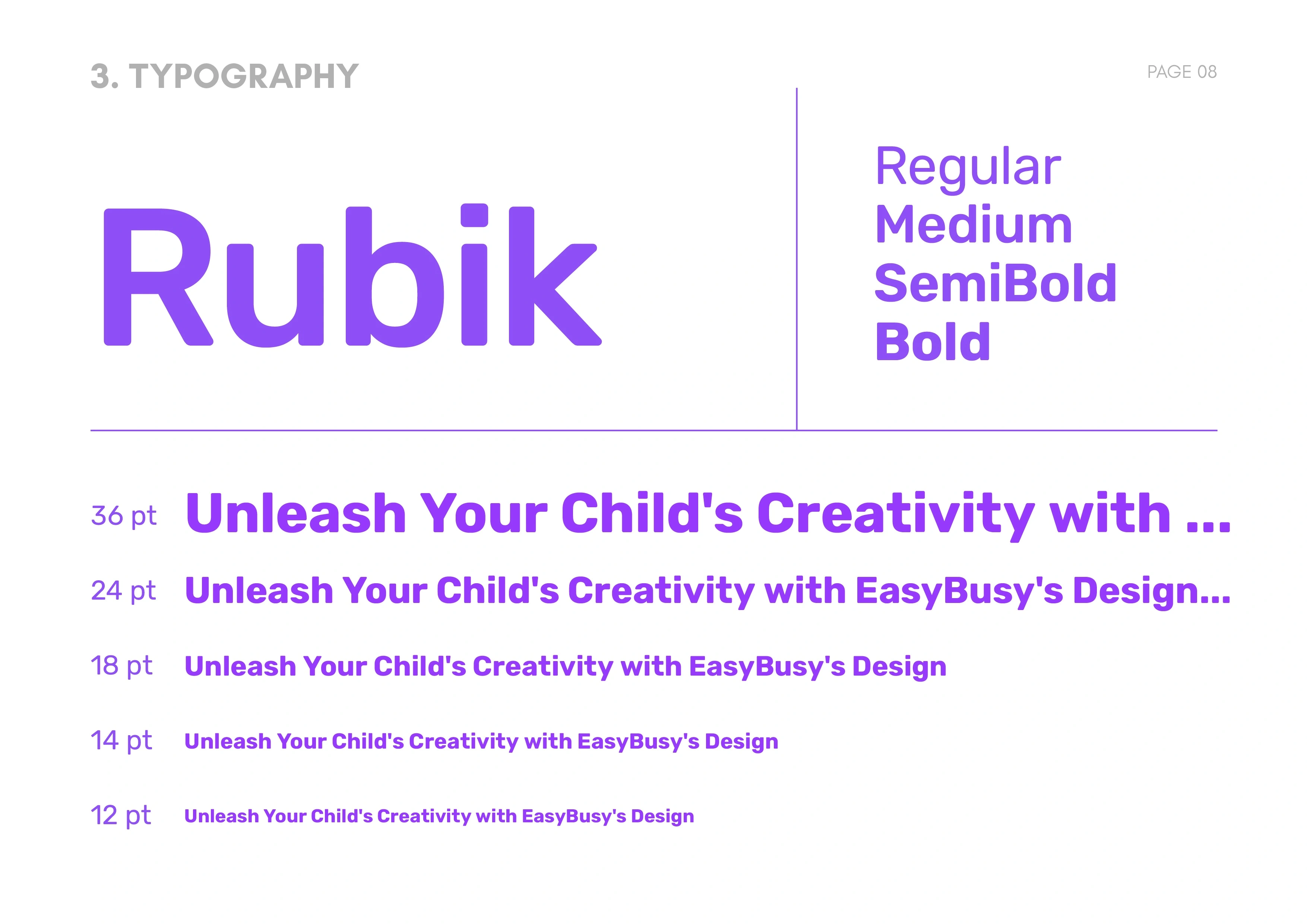 Typography selection for education brand- modern sans-serif and headline fonts for readability and impact.