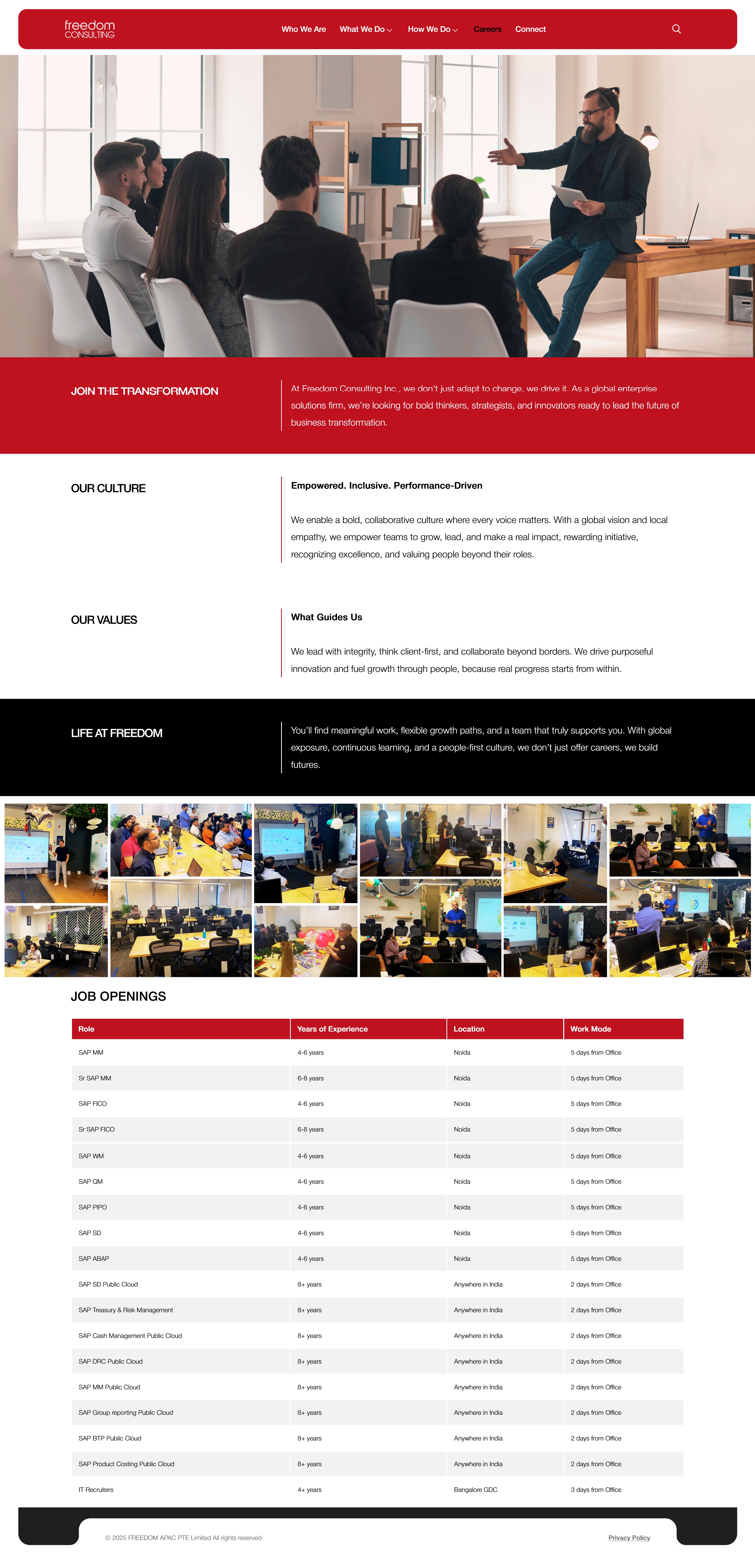 New Careers Page Design - FREEDOM Consulting Inc.