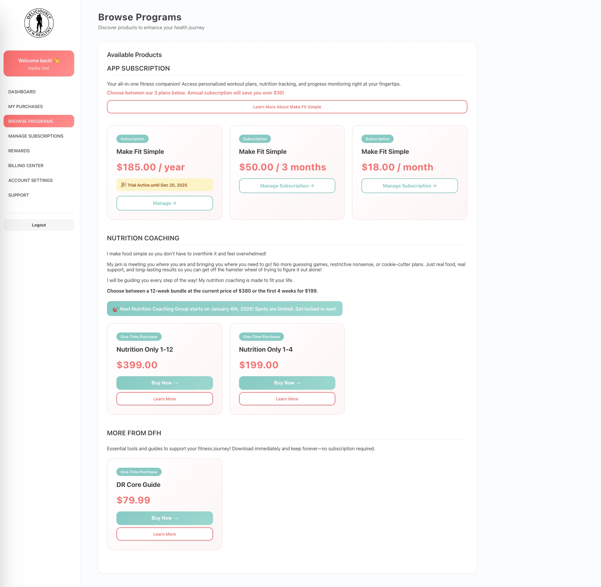 "Browse Programs" page